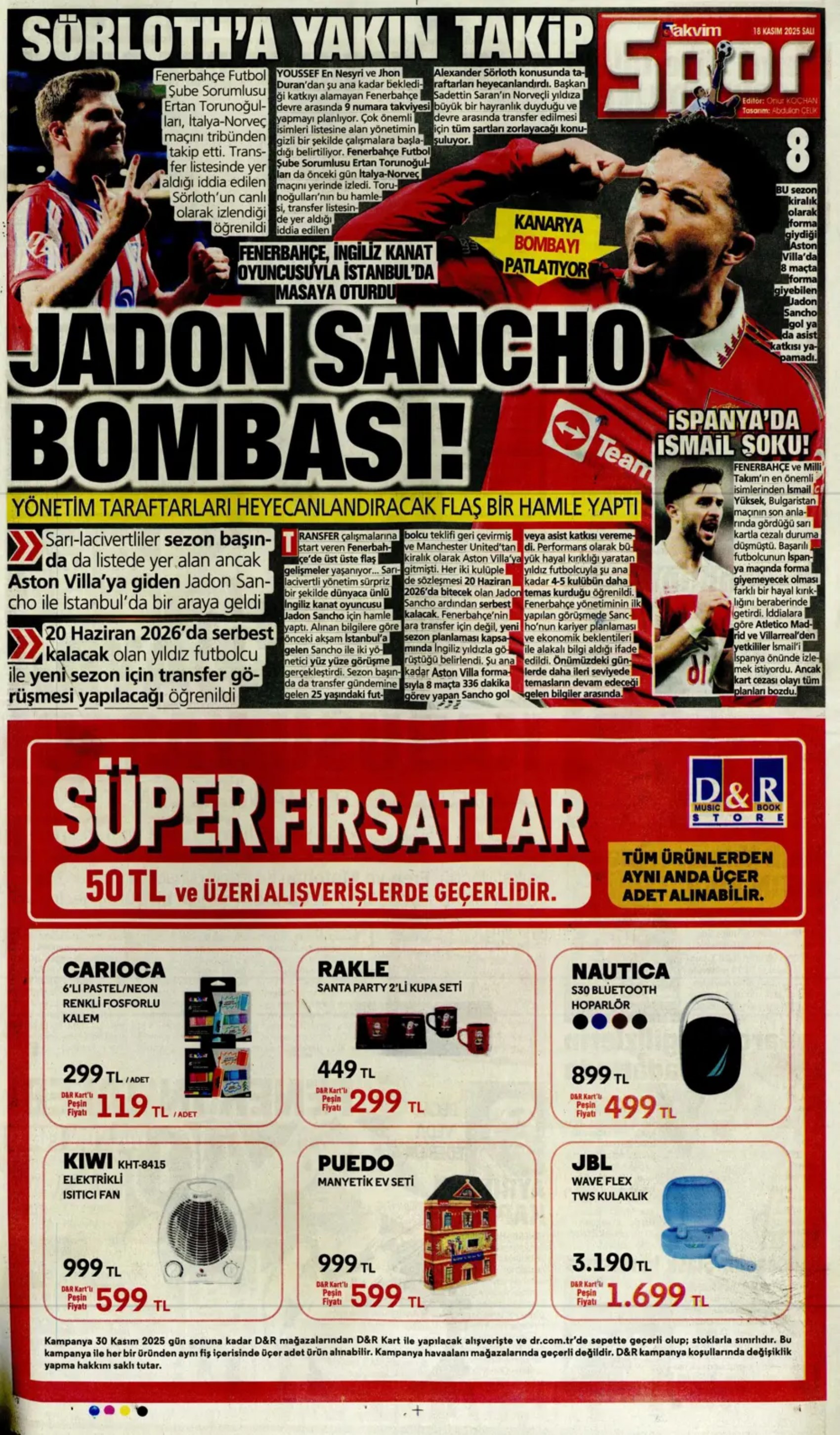 Sporda günün manşetleri: Sörloth'la ilk temas... Lookman yükleniyor!