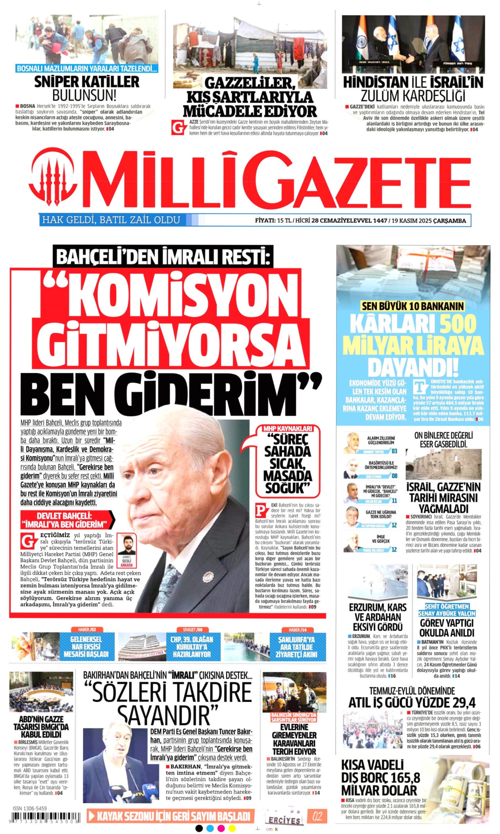19 Kasım 2025 gazete manşetleri: Gazeteler, Bahçeli'nin 'İmralı'ya ben giderim' çıkışını nasıl gördü?