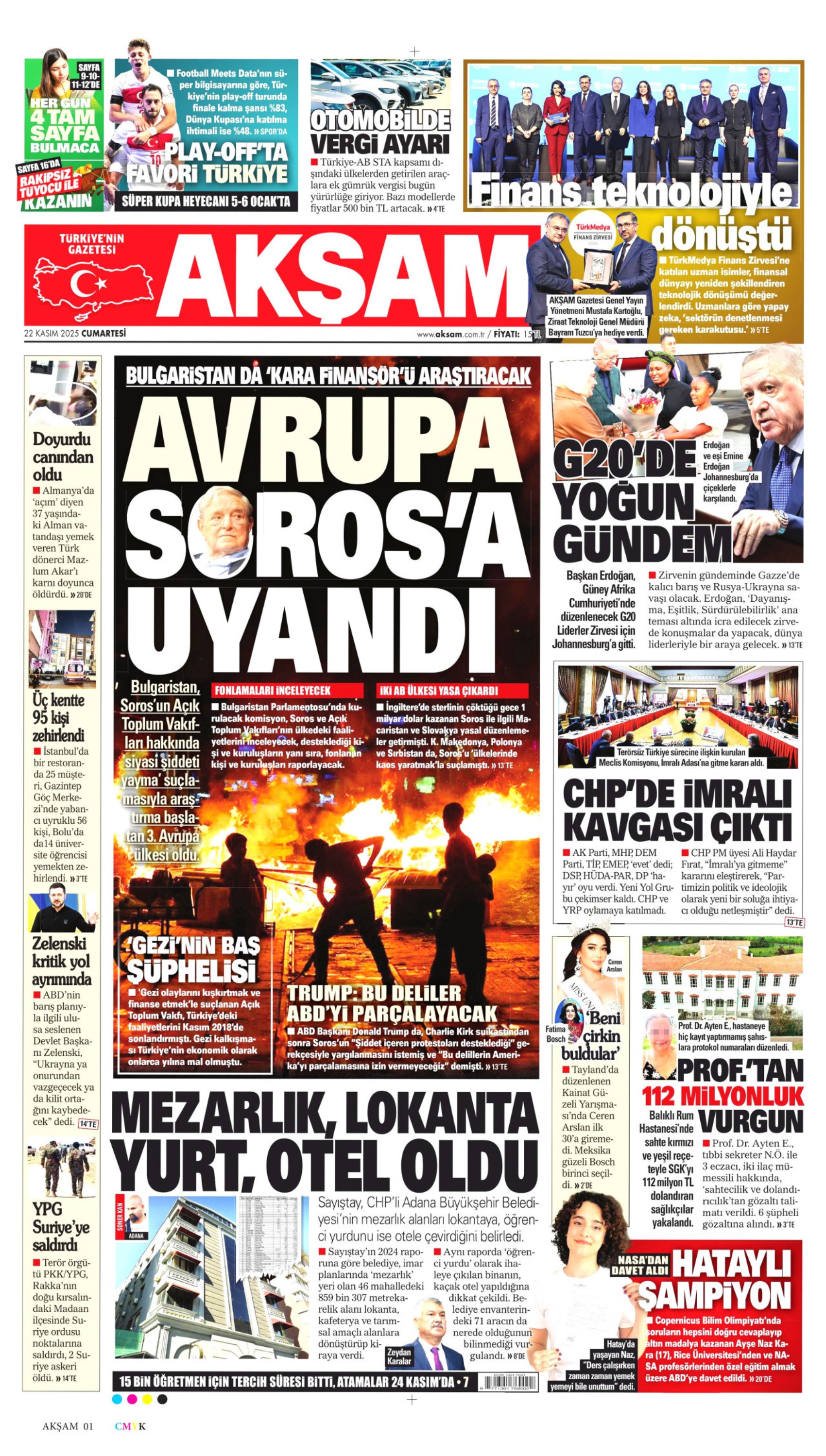 CHP, teröristbaşına gitmeyecek: Gazeteler, açılım komisyonunun İmralı kararını nasıl gördü? (22 Kasım 2025 gazete manşetleri)