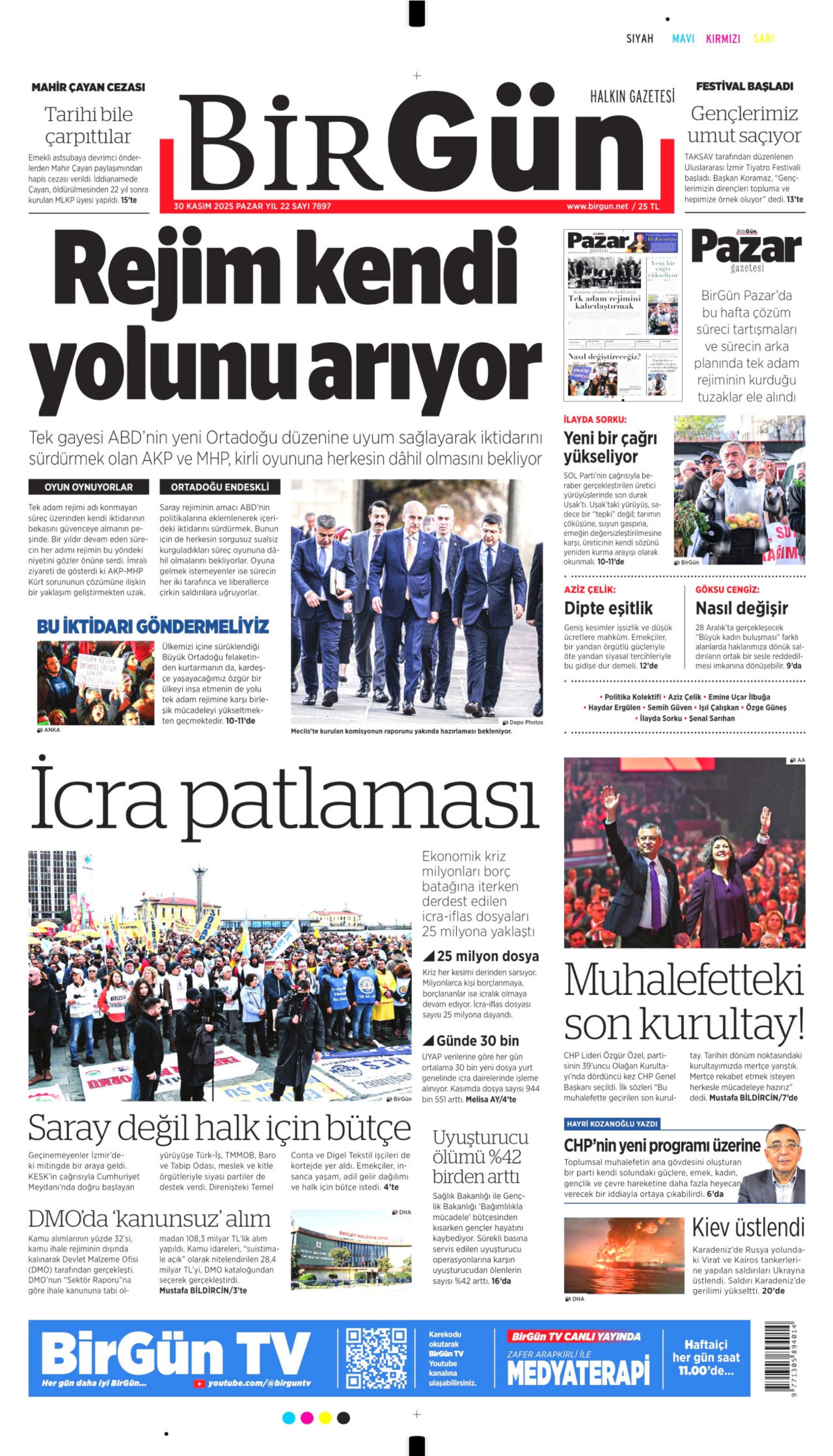 Özgür Özel 4. kez Genel Başkan: Gazeteler, CHP'nin 39. Olağan Kurultayı'nı nasıl gördü? (30 Kasım 2025 gazete manşetleri)