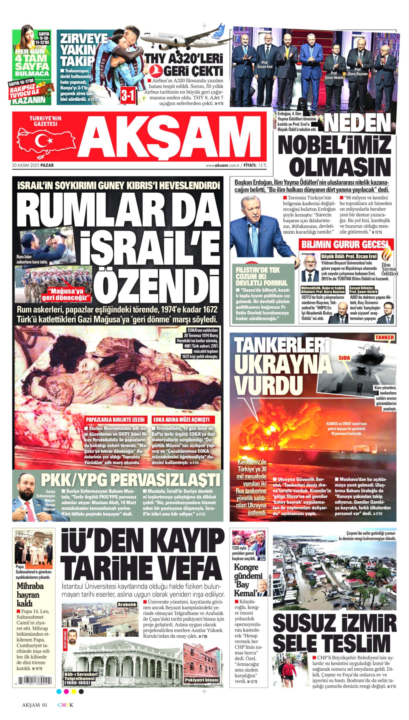 Özgür Özel 4. kez Genel Başkan: Gazeteler, CHP'nin 39. Olağan Kurultayı'nı nasıl gördü? (30 Kasım 2025 gazete manşetleri)