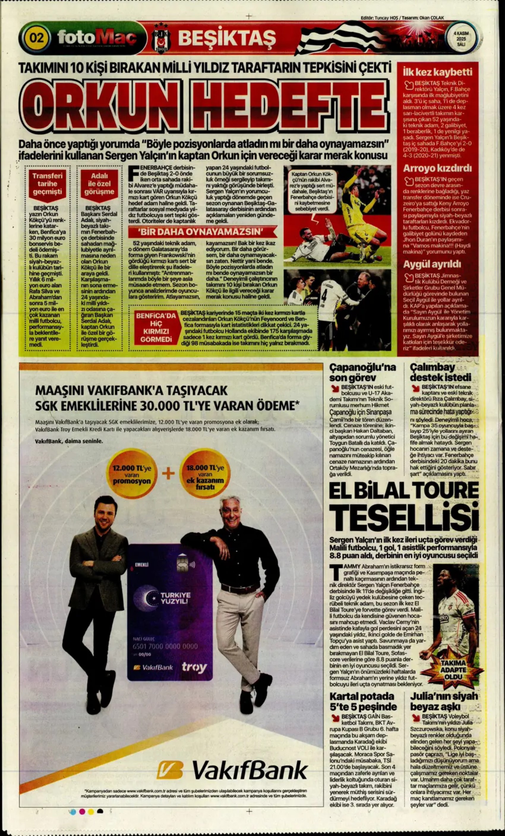 Sporda günün manşetleri... Beşiktaş'ta derbi mağlubiyeti sonrası kritik zirve!