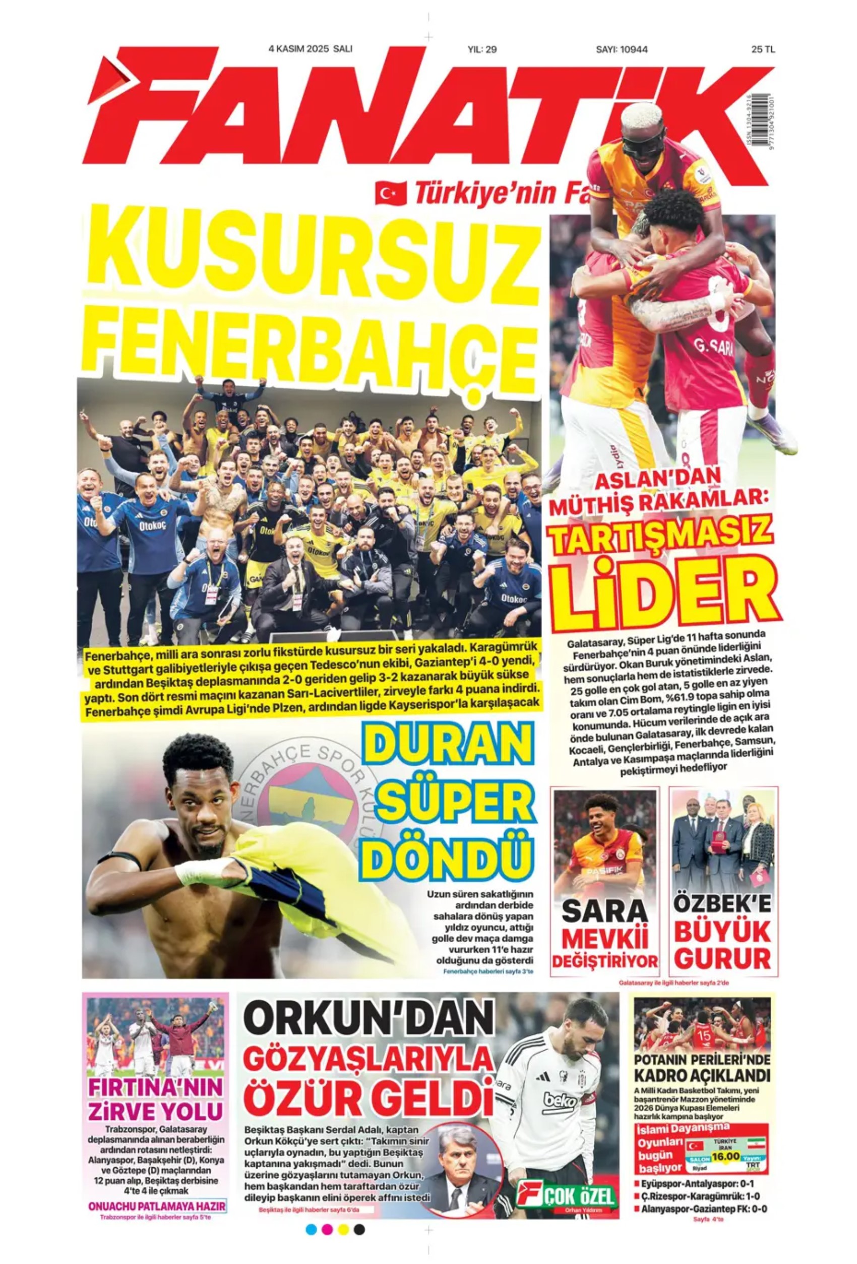 Sporda günün manşetleri... Beşiktaş'ta derbi mağlubiyeti sonrası kritik zirve!