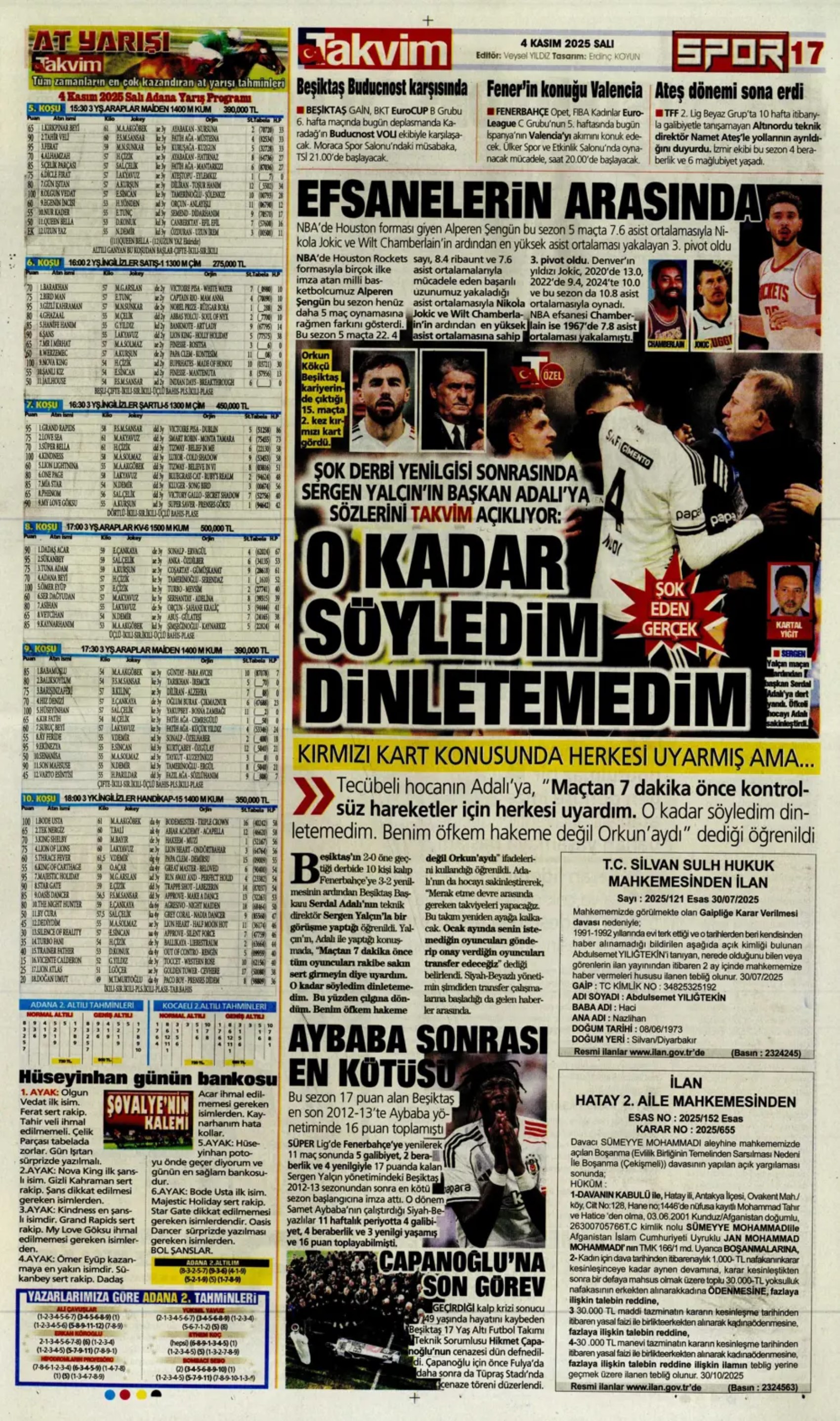 Sporda günün manşetleri... Beşiktaş'ta derbi mağlubiyeti sonrası kritik zirve!