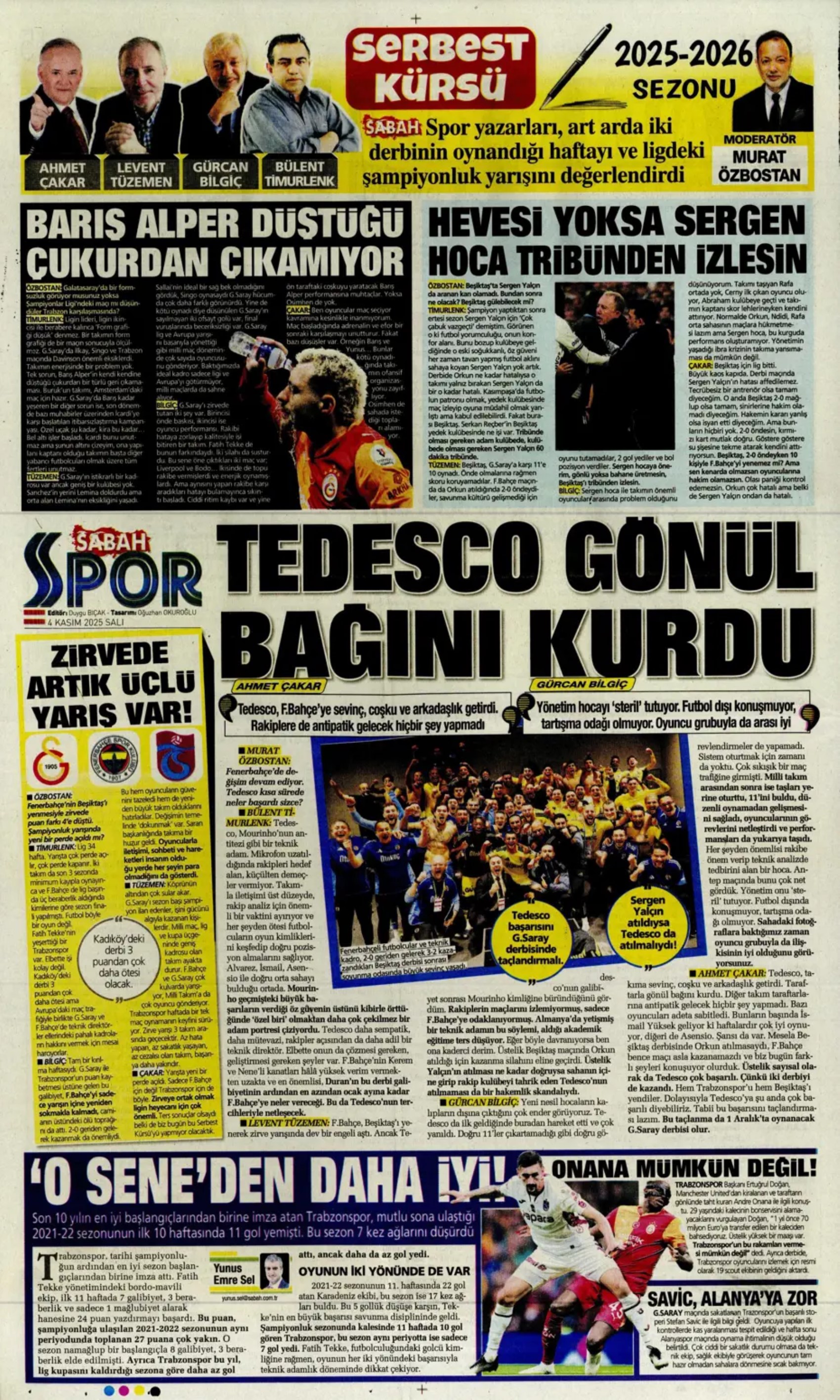 Sporda günün manşetleri... Beşiktaş'ta derbi mağlubiyeti sonrası kritik zirve!