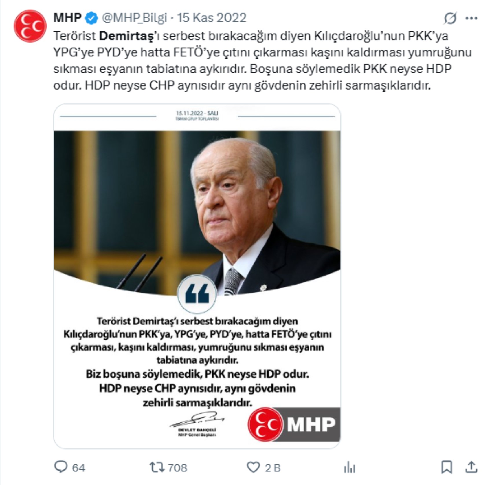 Devlet Bahçeli'nin geçmişteki Demirtaş sözleri yeniden gündemde