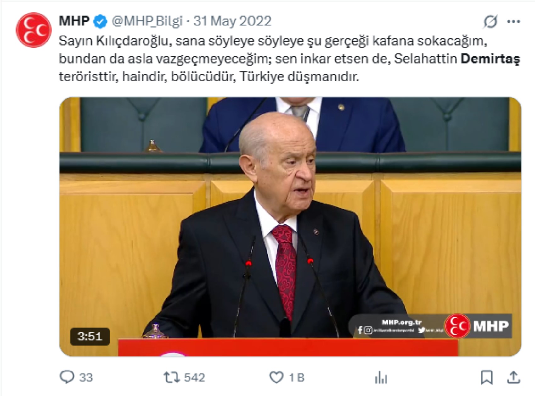 Devlet Bahçeli'nin geçmişteki Demirtaş sözleri yeniden gündemde