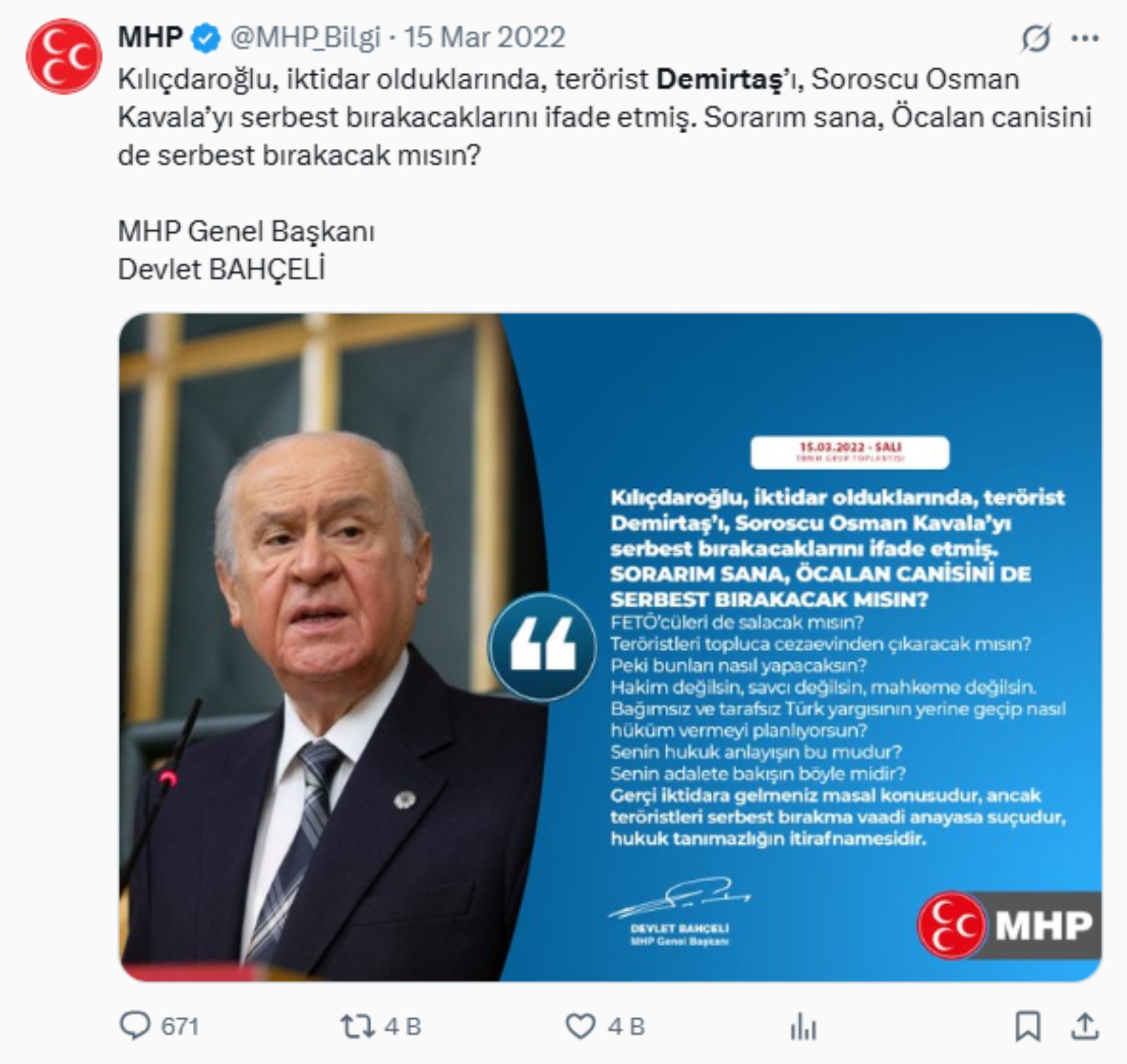 Devlet Bahçeli'nin geçmişteki Demirtaş sözleri yeniden gündemde