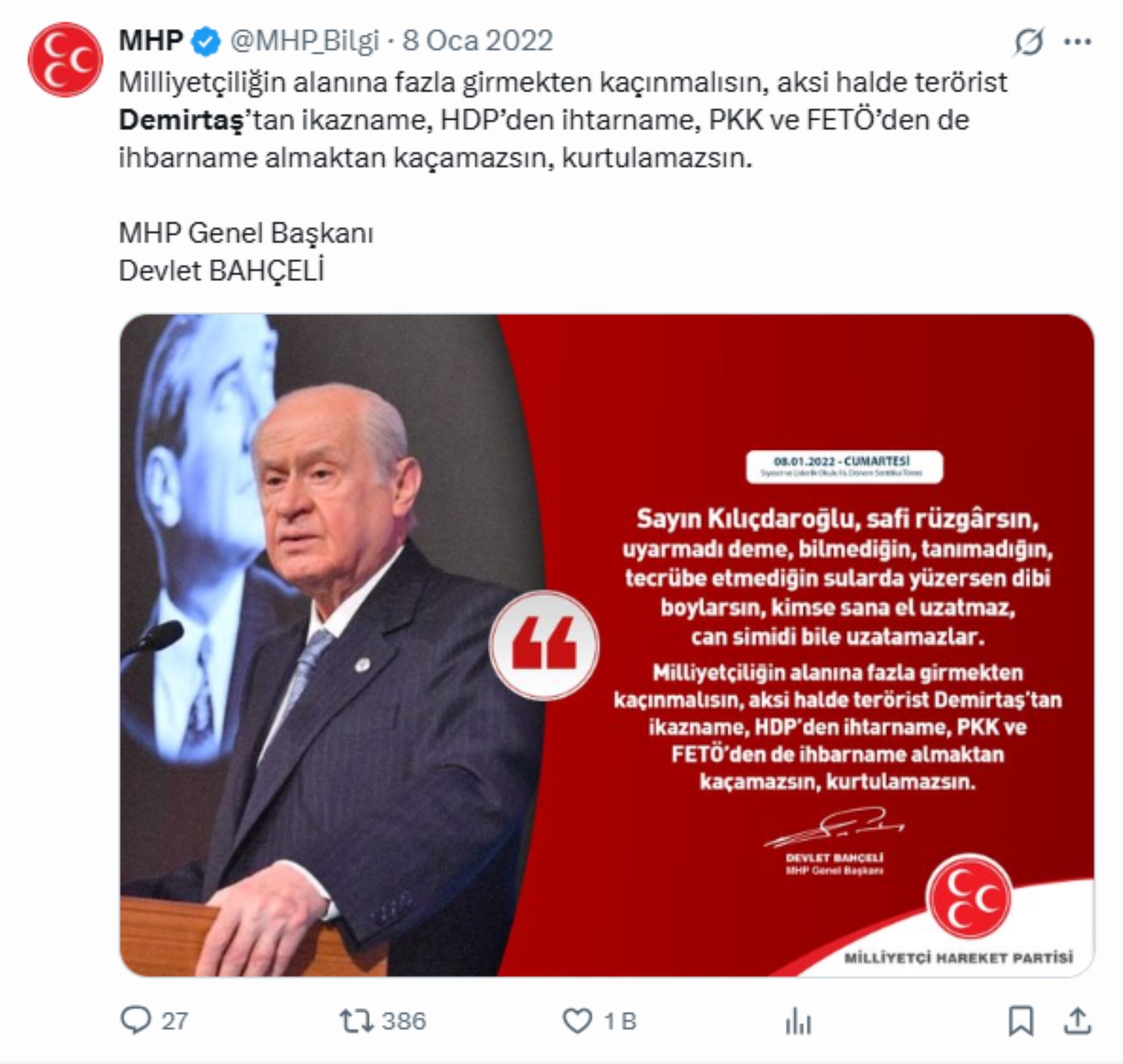 Devlet Bahçeli'nin geçmişteki Demirtaş sözleri yeniden gündemde