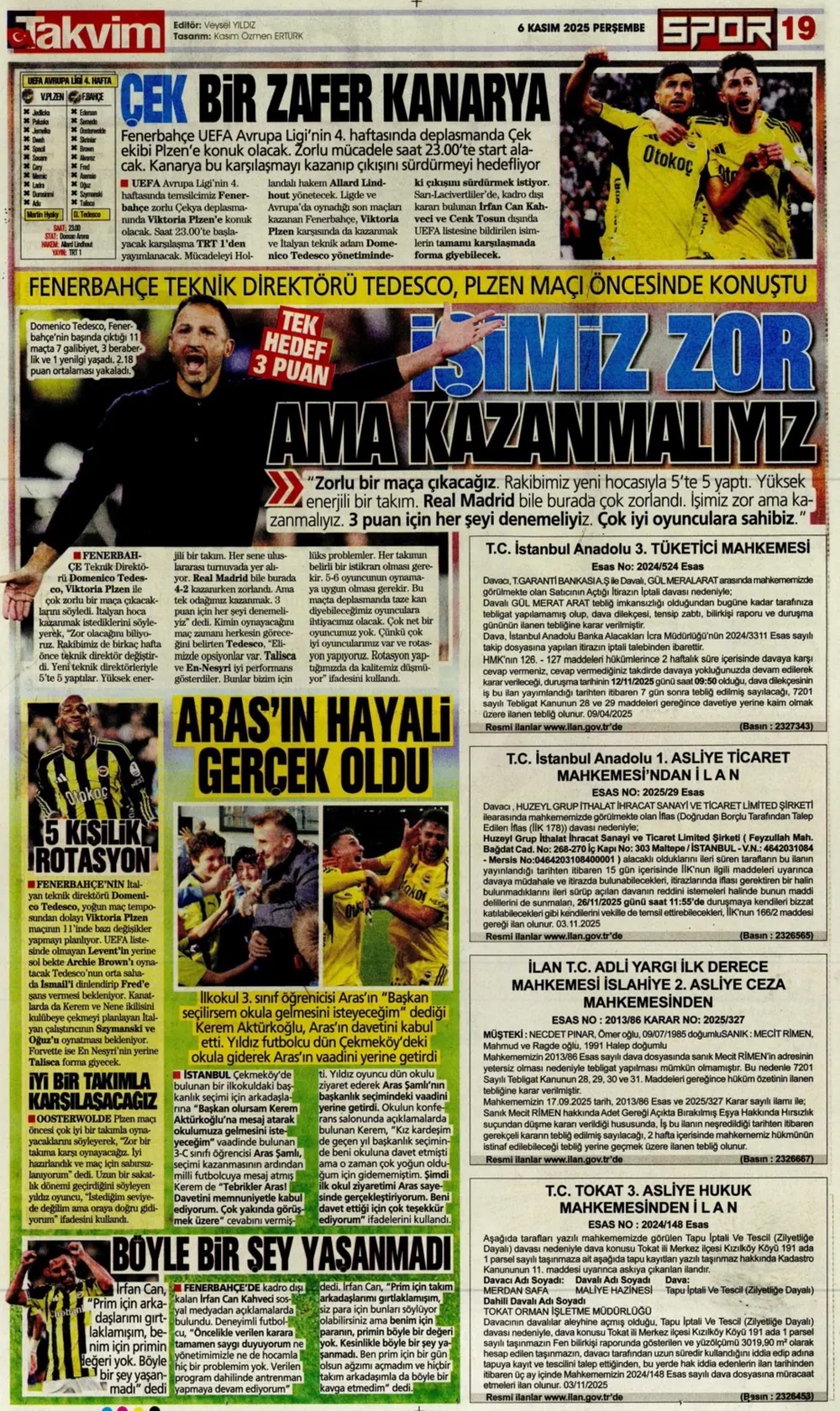 Sporda günün manşetleri... Devler Ligi'nde maskeli balo