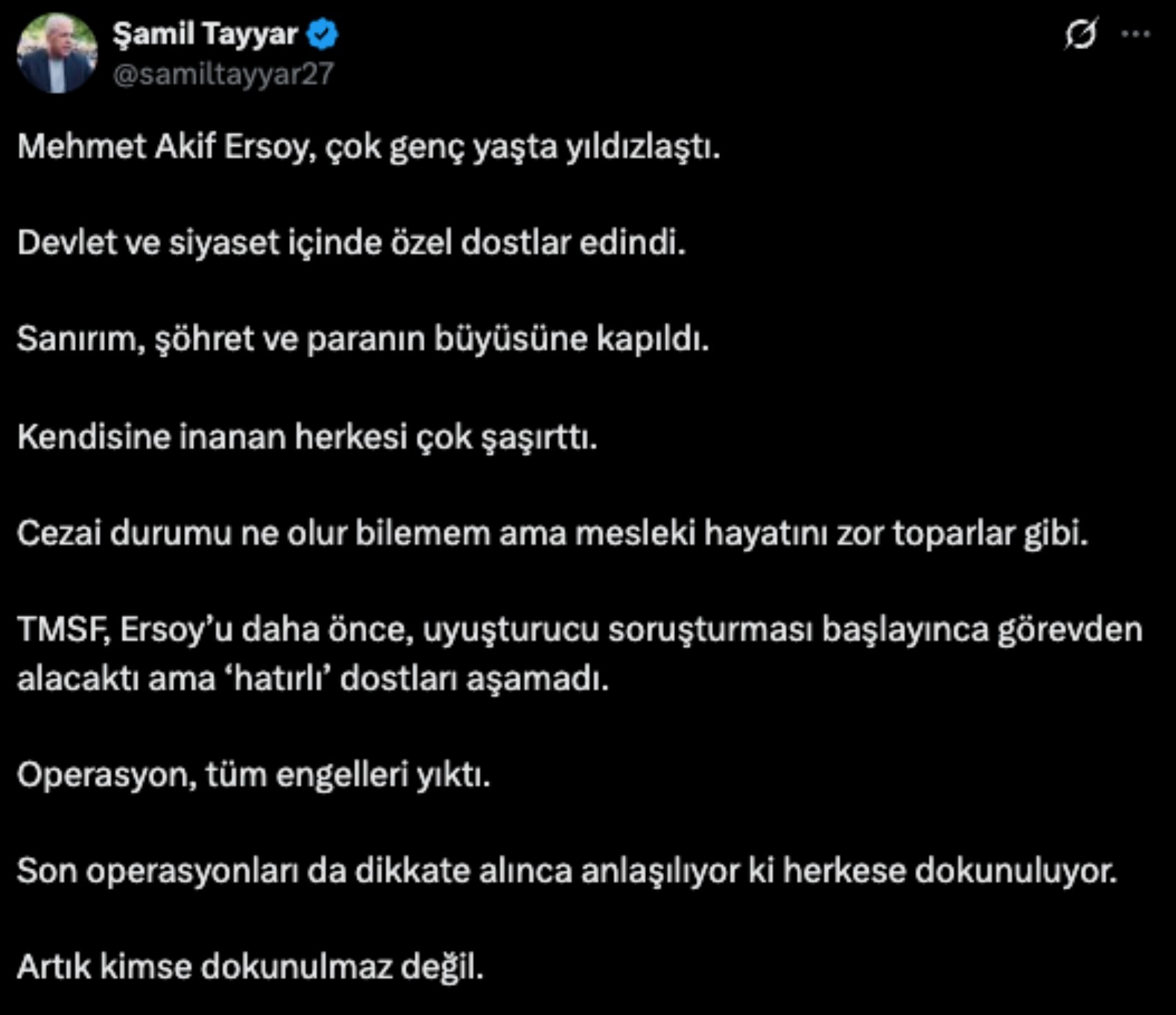Şamil Tayyar’dan gündeme oturacak Mehmet Akif Ersoy iddiası! ‘TMSF, ‘hatırlı dostları’ aşamadı’