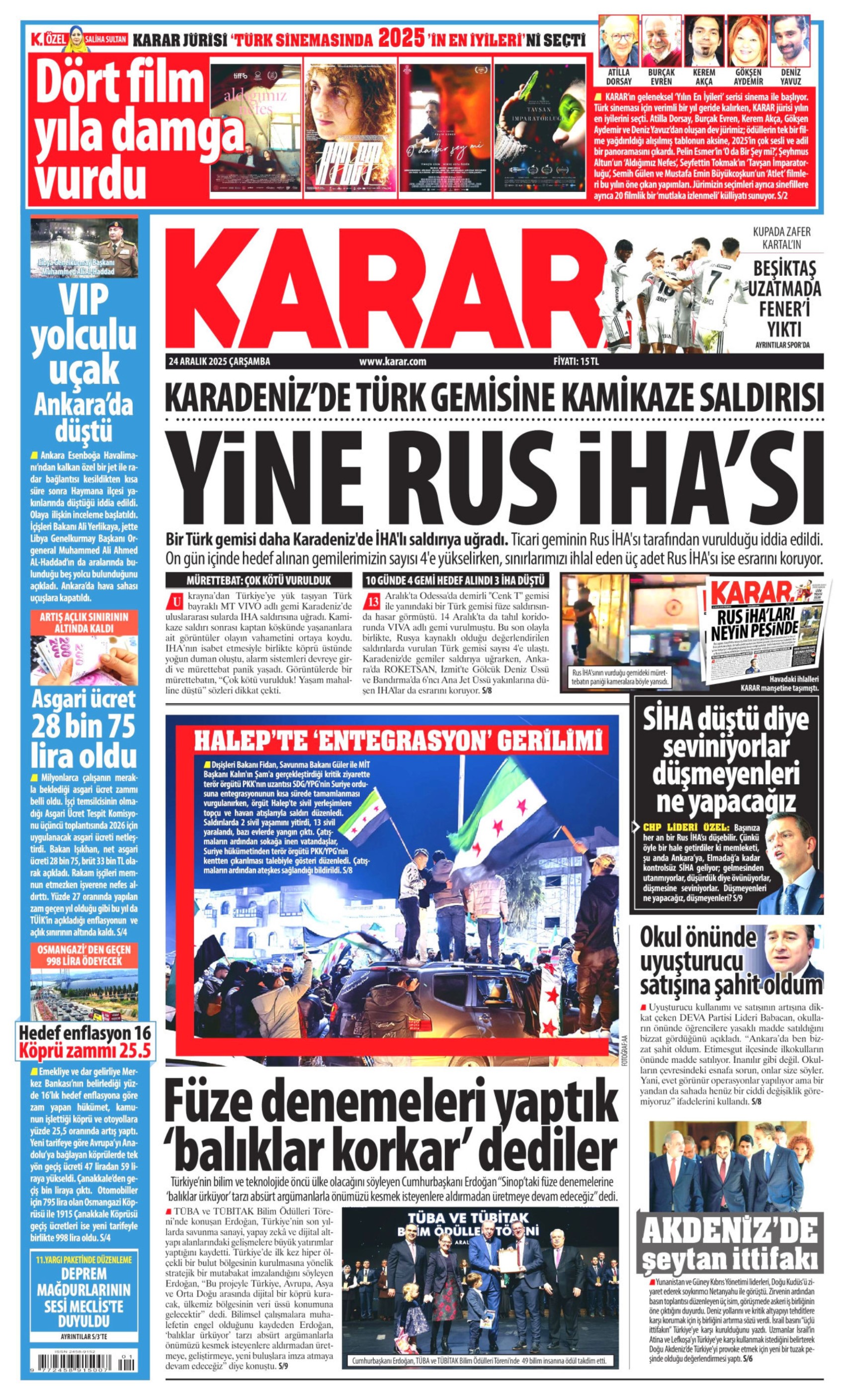 24 Aralık 2025 gazete manşetleri: Gazeteler açlık sınırının altında kalan asgari ücret zammını nasıl gördü?
