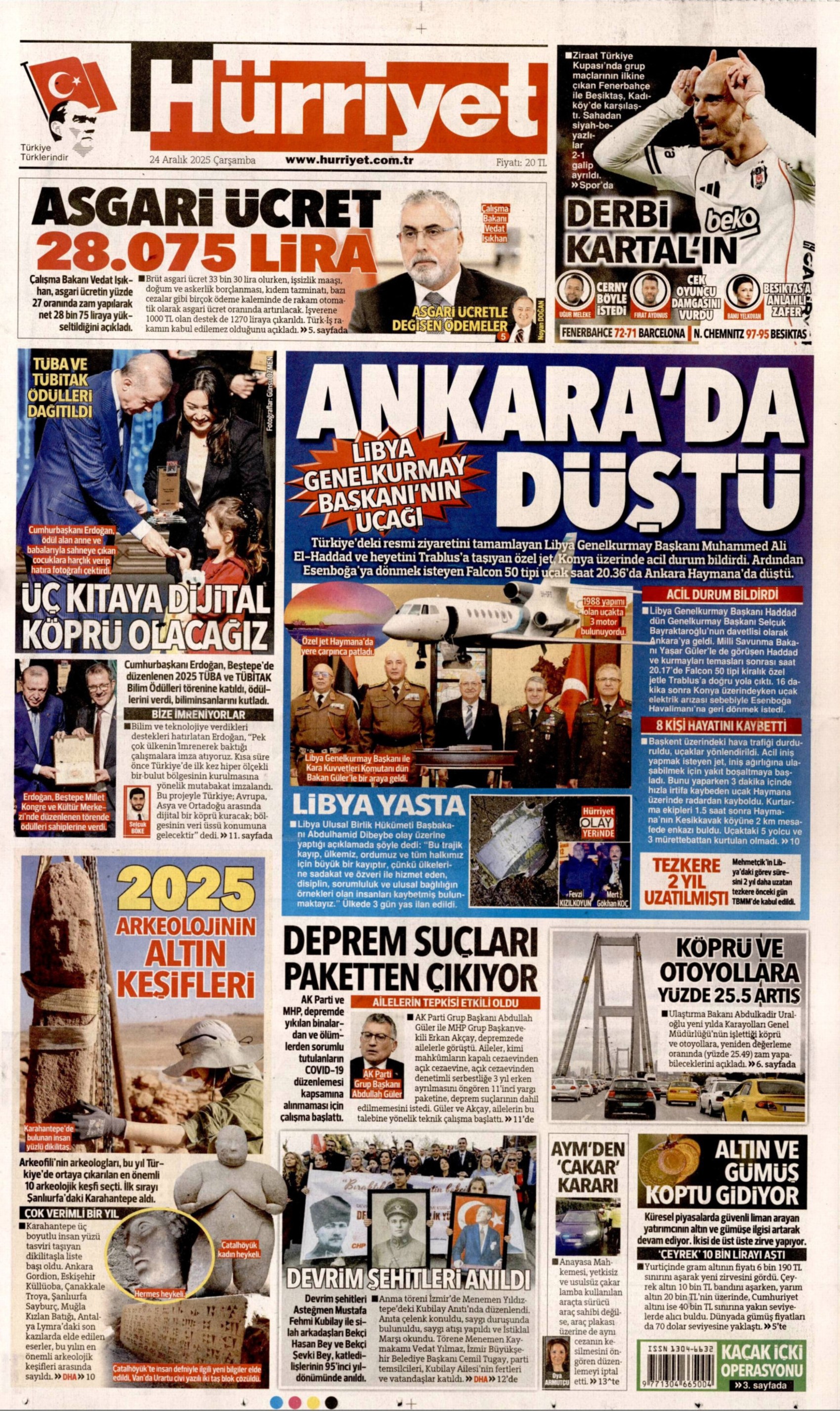 24 Aralık 2025 gazete manşetleri: Gazeteler açlık sınırının altında kalan asgari ücret zammını nasıl gördü?