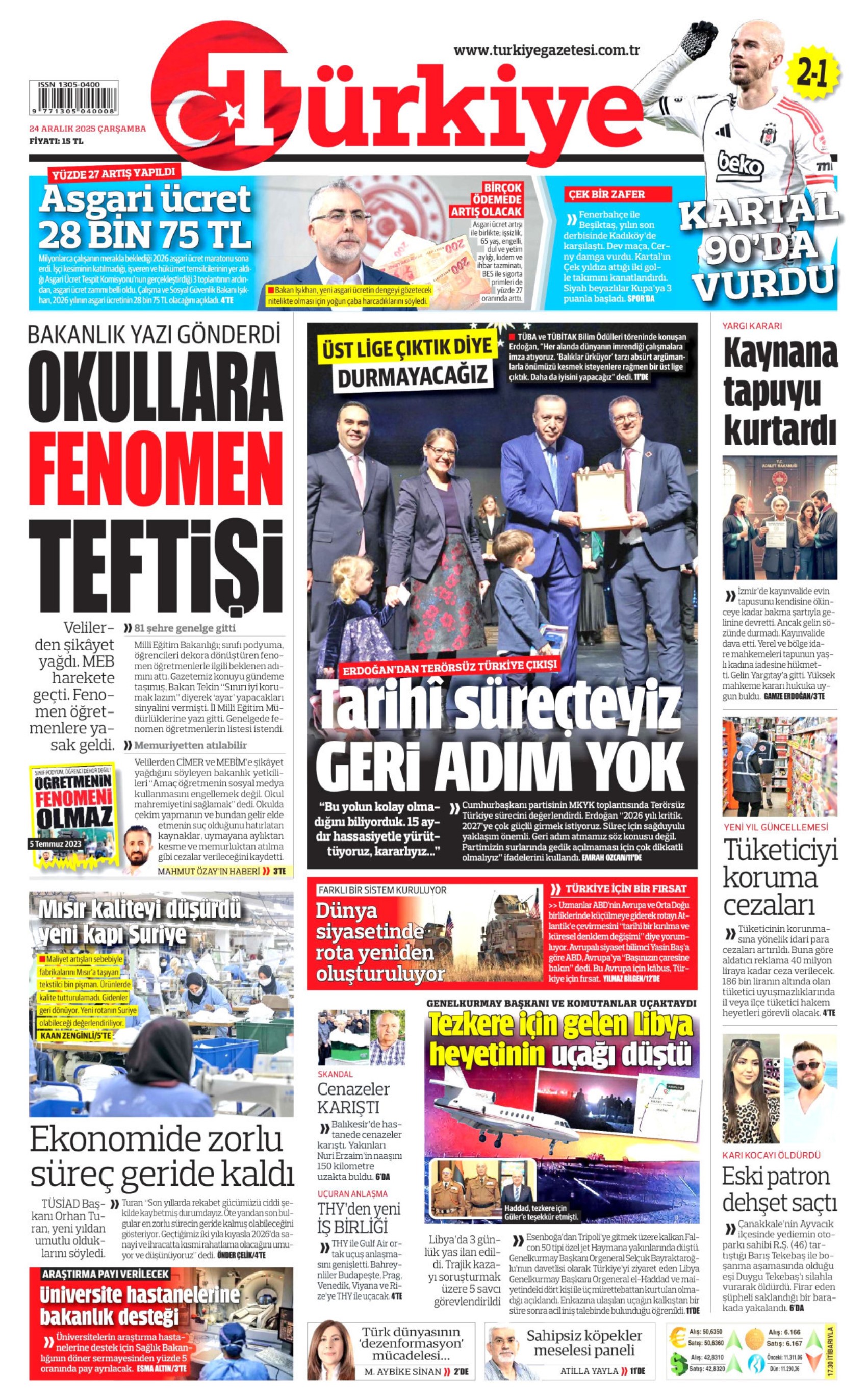 24 Aralık 2025 gazete manşetleri: Gazeteler açlık sınırının altında kalan asgari ücret zammını nasıl gördü?