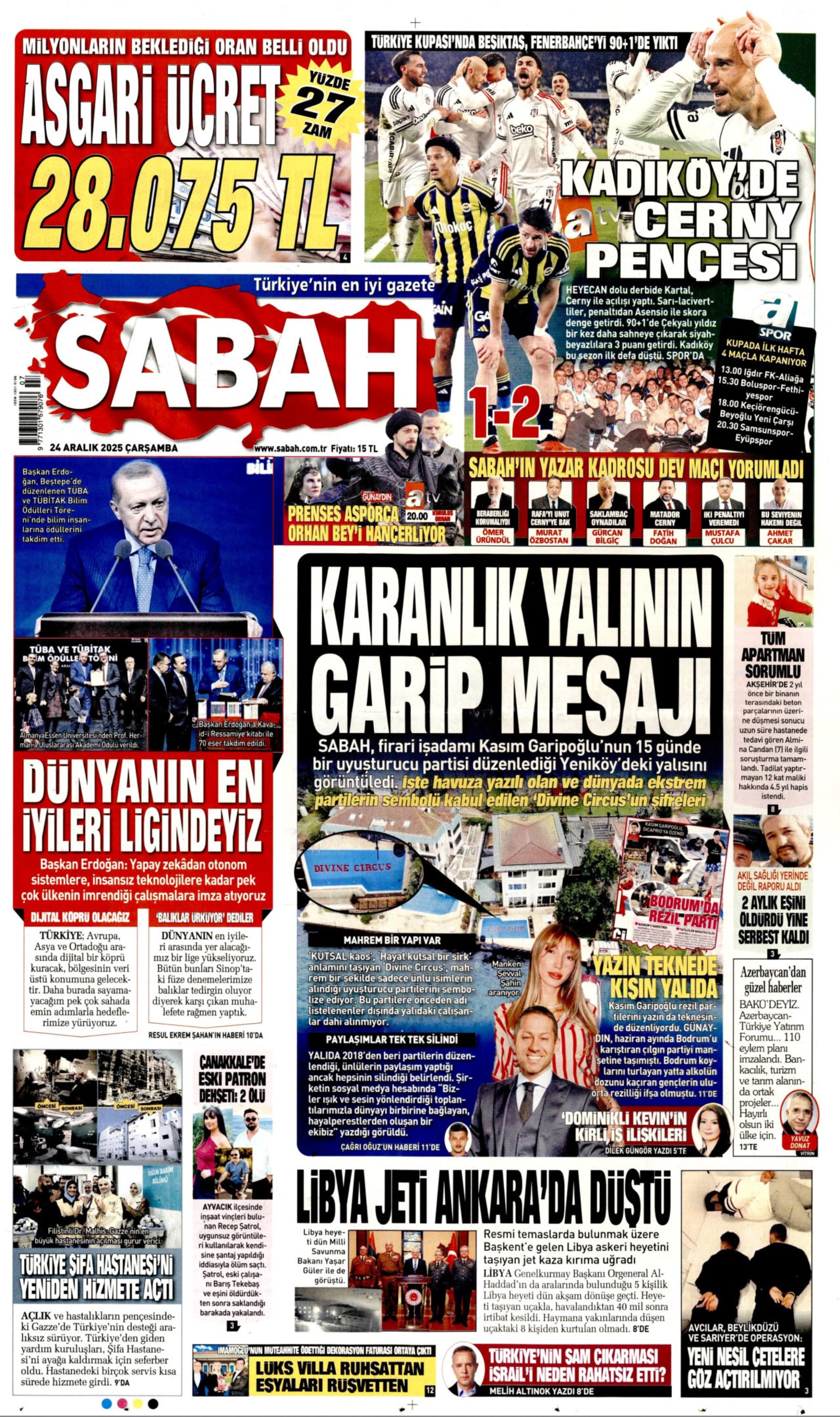 24 Aralık 2025 gazete manşetleri: Gazeteler açlık sınırının altında kalan asgari ücret zammını nasıl gördü?