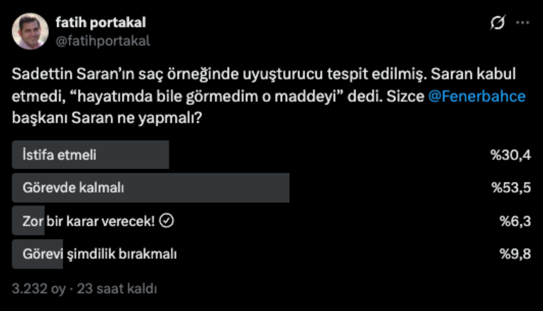 Fatih Portakal'dan Sadettin Saran çıkışı! Sosyal medyada anket açtı