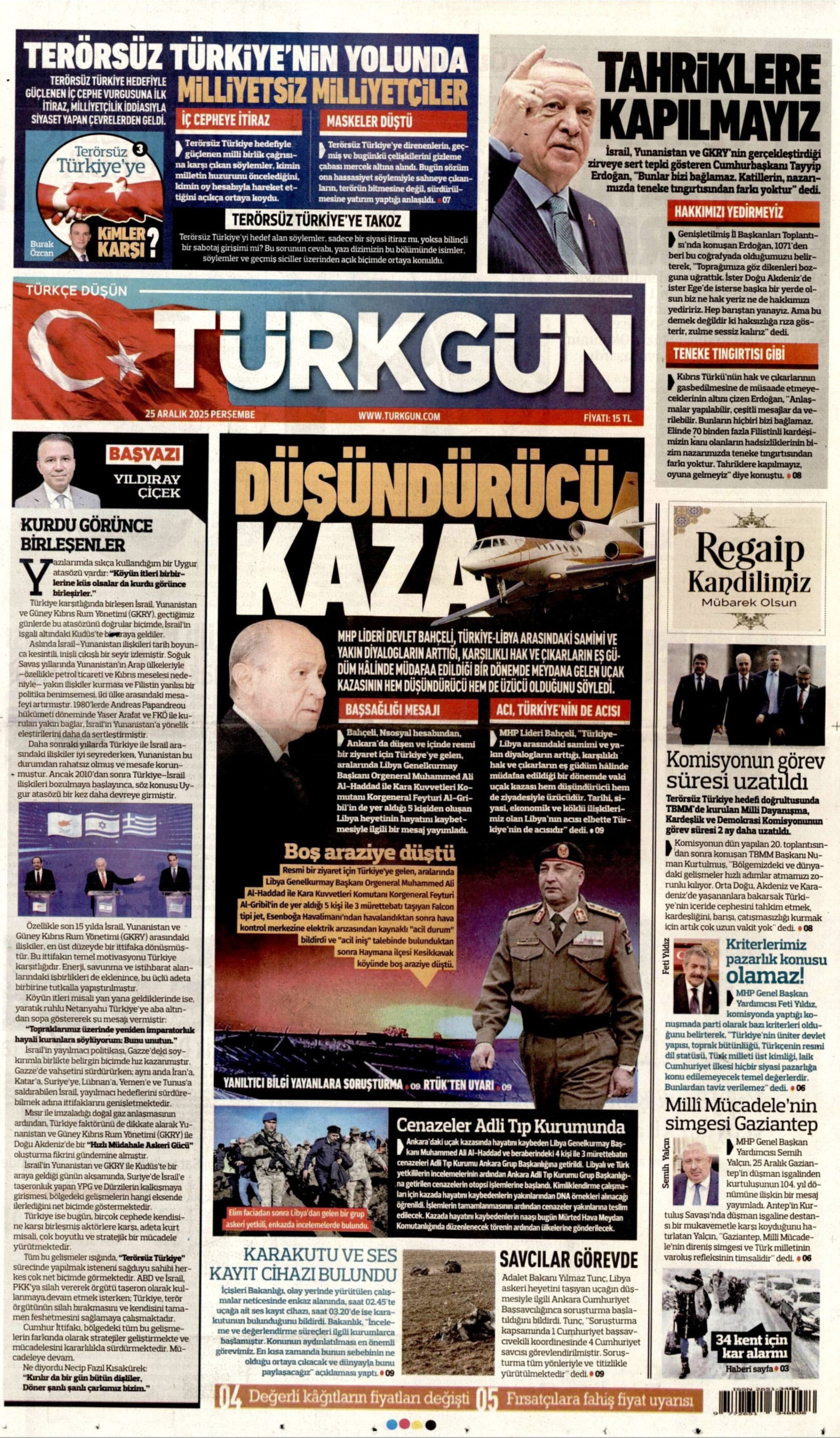 25 Aralık 2025 gazete manşetleri: Gazeteler, Sadettin Saran'ın gözaltına alınmasını nasıl gördü?