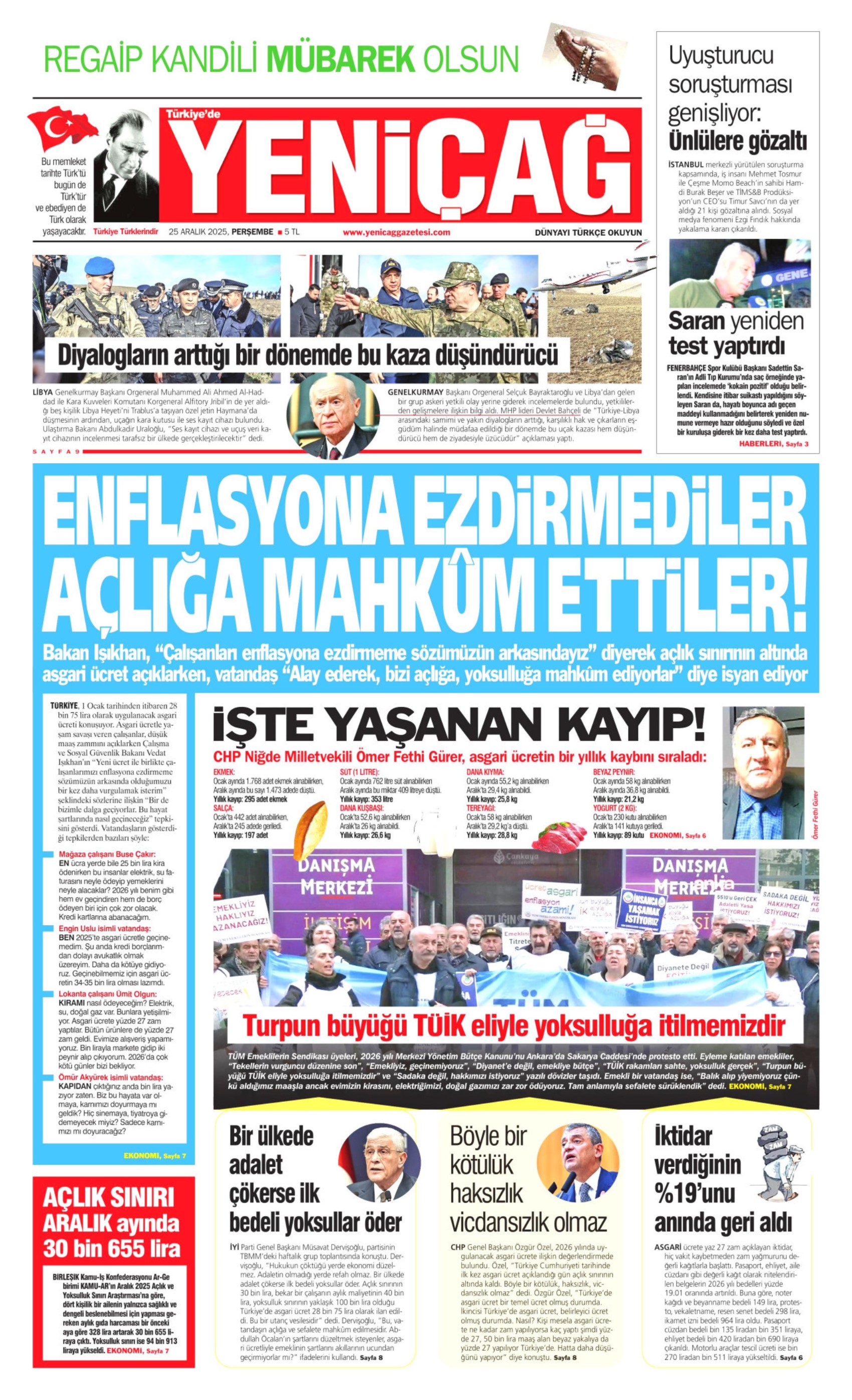 25 Aralık 2025 gazete manşetleri: Gazeteler, Sadettin Saran'ın gözaltına alınmasını nasıl gördü?