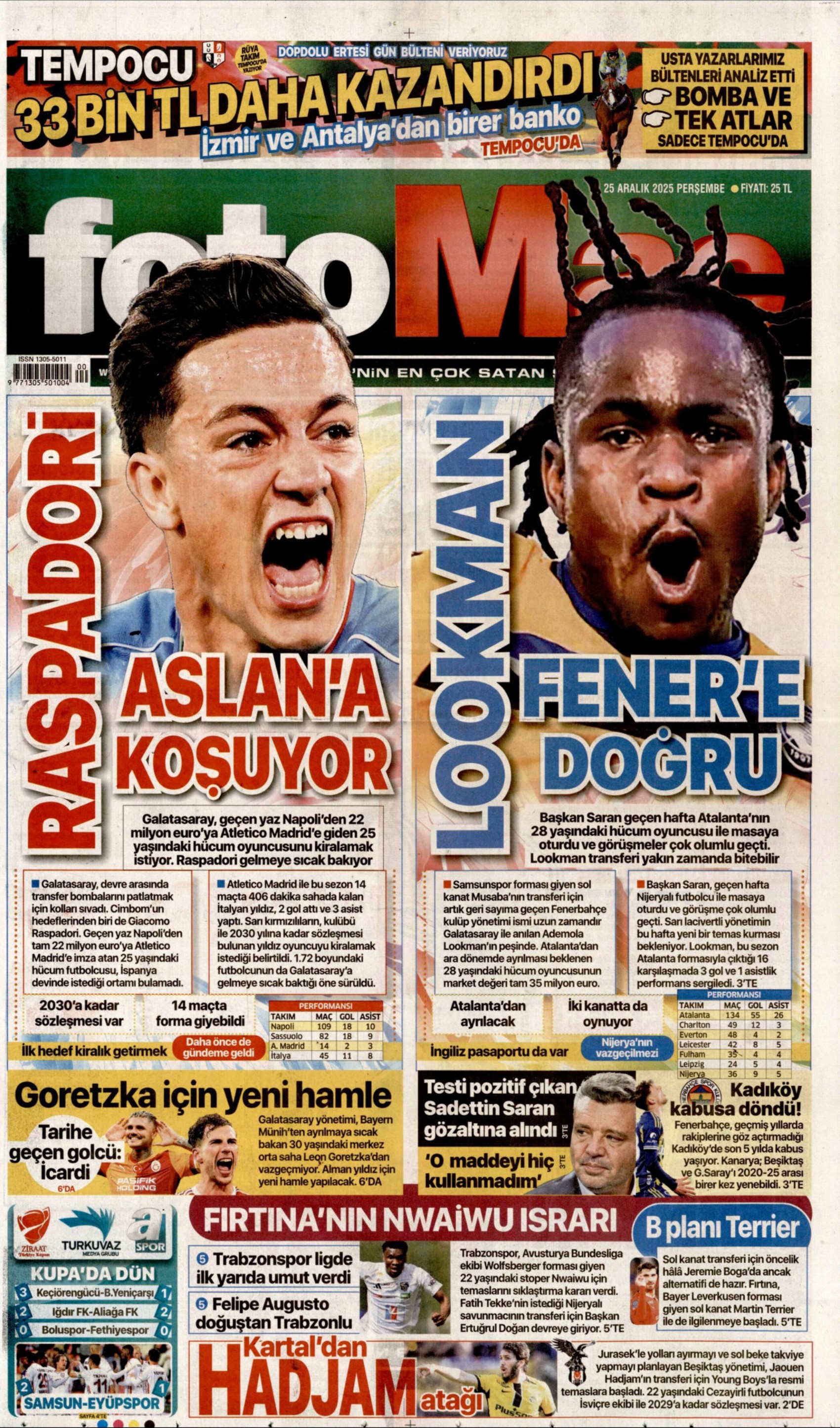 25 Aralık 2025 gazete manşetleri: Gazeteler, Sadettin Saran'ın gözaltına alınmasını nasıl gördü?