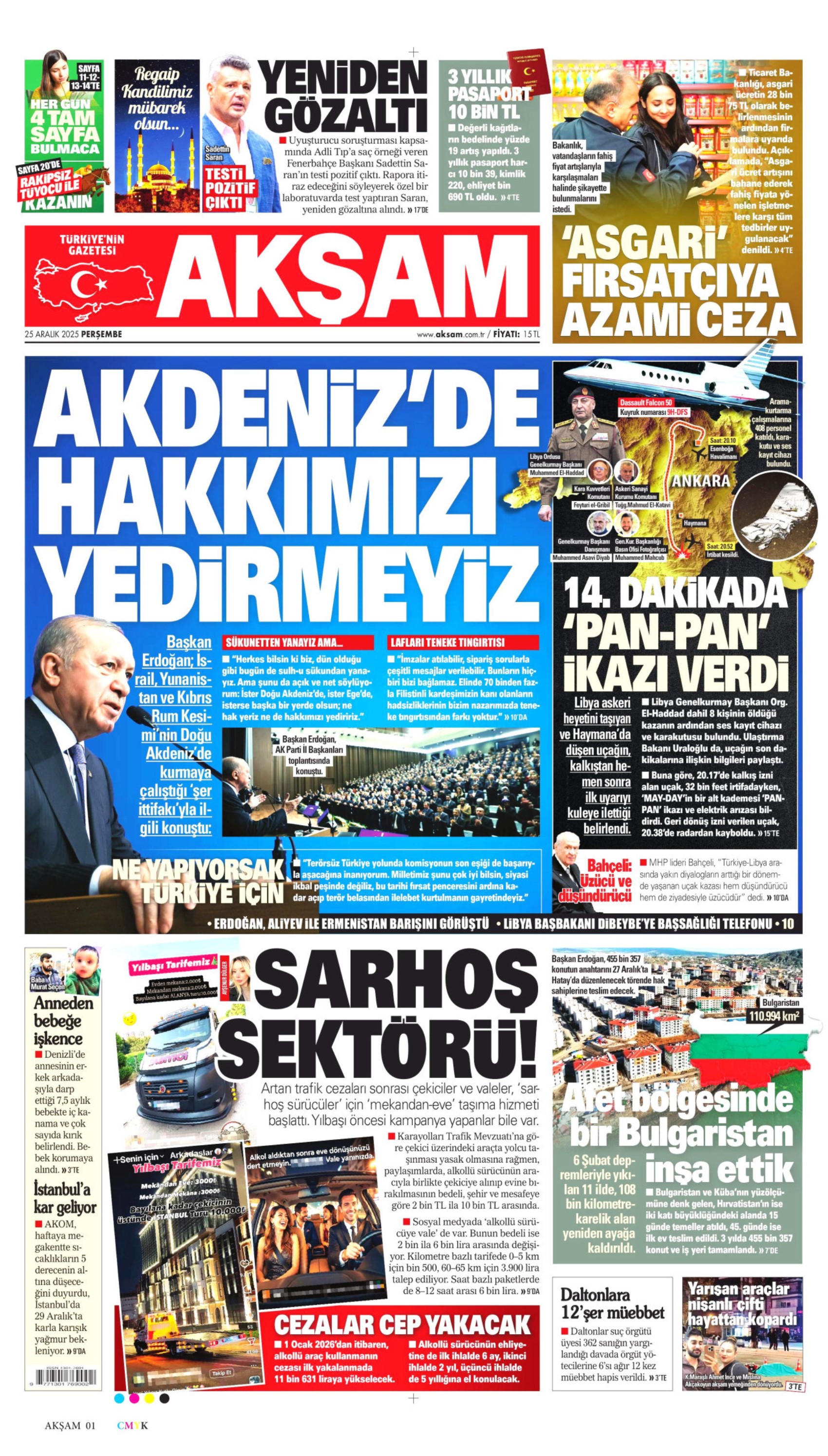 25 Aralık 2025 gazete manşetleri: Gazeteler, Sadettin Saran'ın gözaltına alınmasını nasıl gördü?