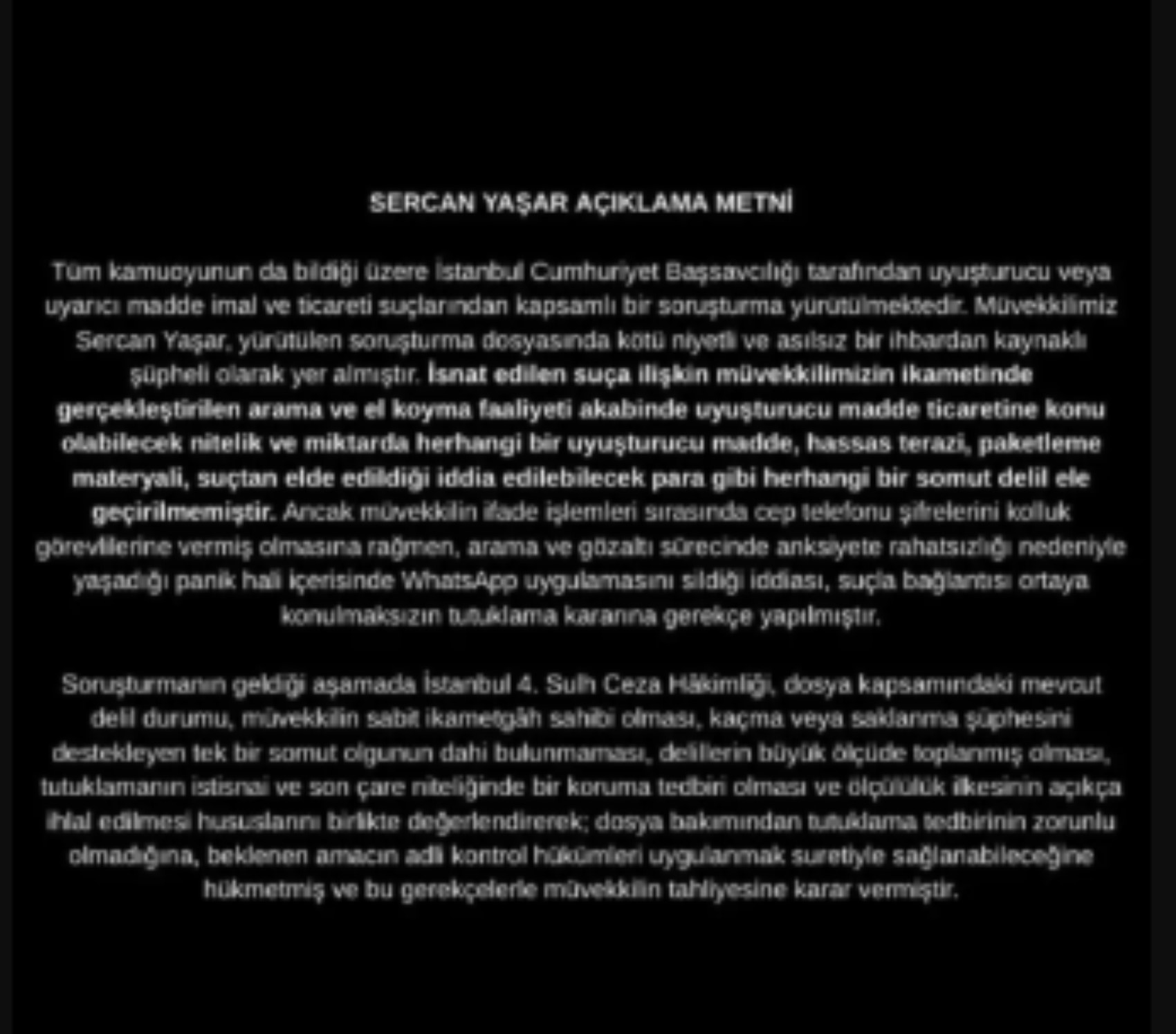 'Ünlülerin torbacısı' olduğu iddia edilen Sercan Yaşar'dan açıklama: Tahliye nedeni belli oldu