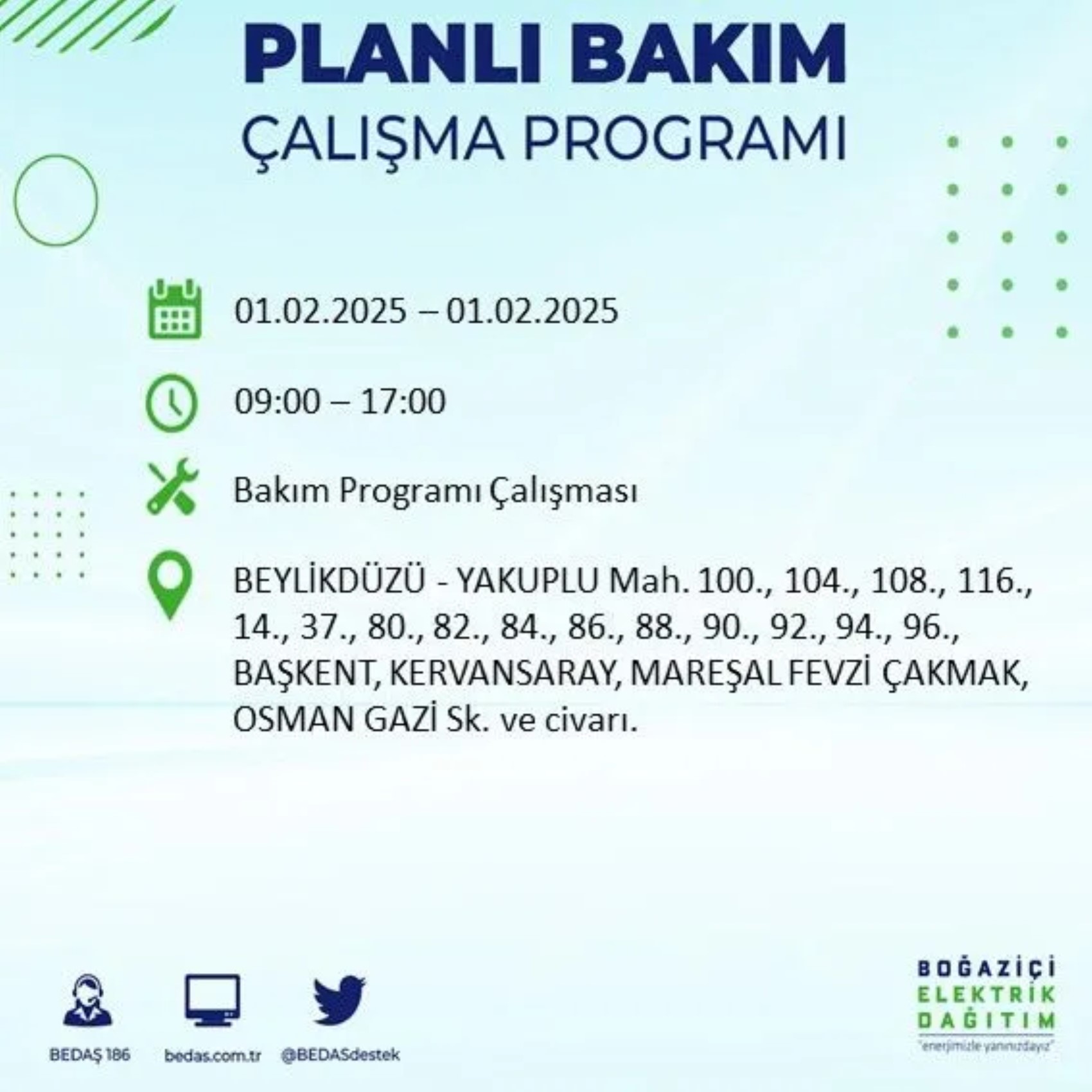 BEDAŞ açıkladı... İstanbul'da elektrik kesintisi: 1 Şubat'ta hangi mahalleler etkilenecek?