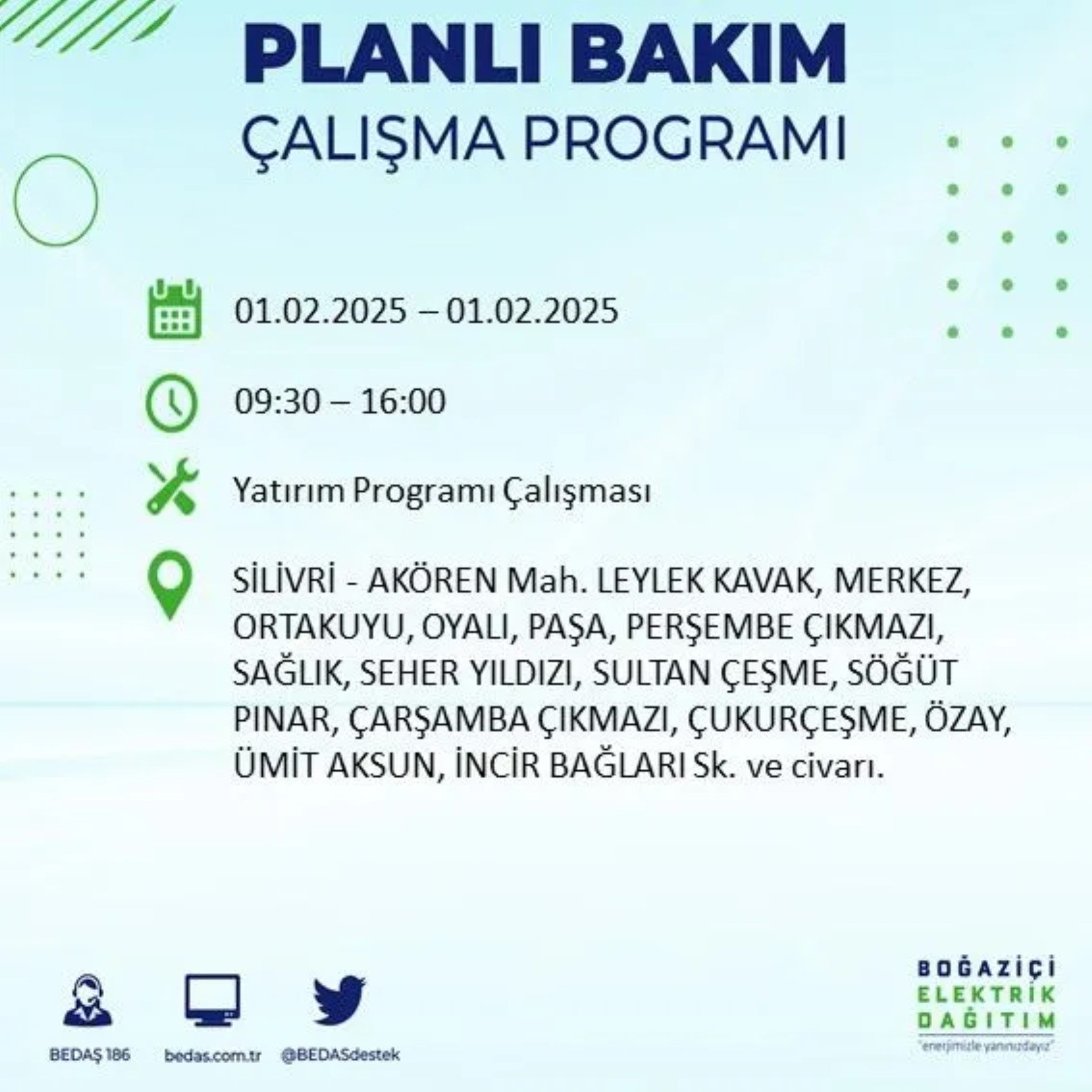 BEDAŞ açıkladı... İstanbul'da elektrik kesintisi: 1 Şubat'ta hangi mahalleler etkilenecek?