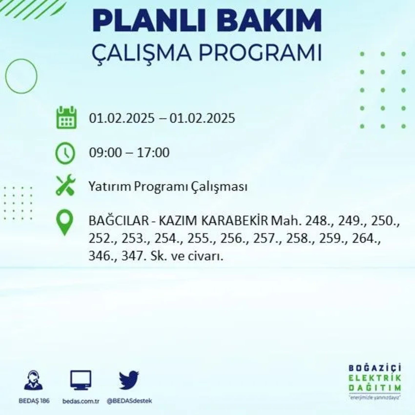 BEDAŞ açıkladı... İstanbul'da elektrik kesintisi: 1 Şubat'ta hangi mahalleler etkilenecek?