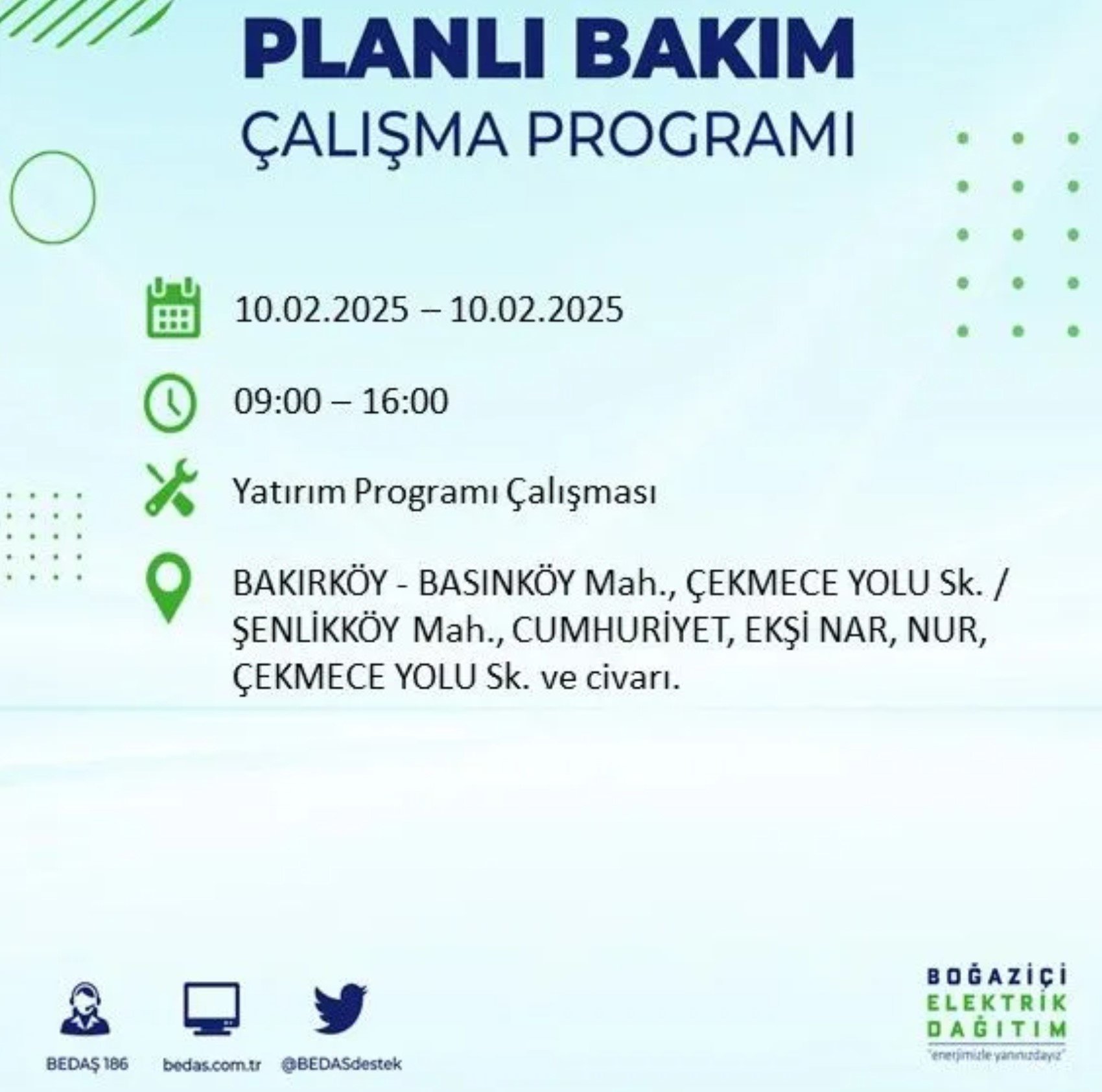 BEDAŞ açıkladı... İstanbul'da elektrik kesintisi: 10 Şubat'ta hangi mahalleler etkilenecek?