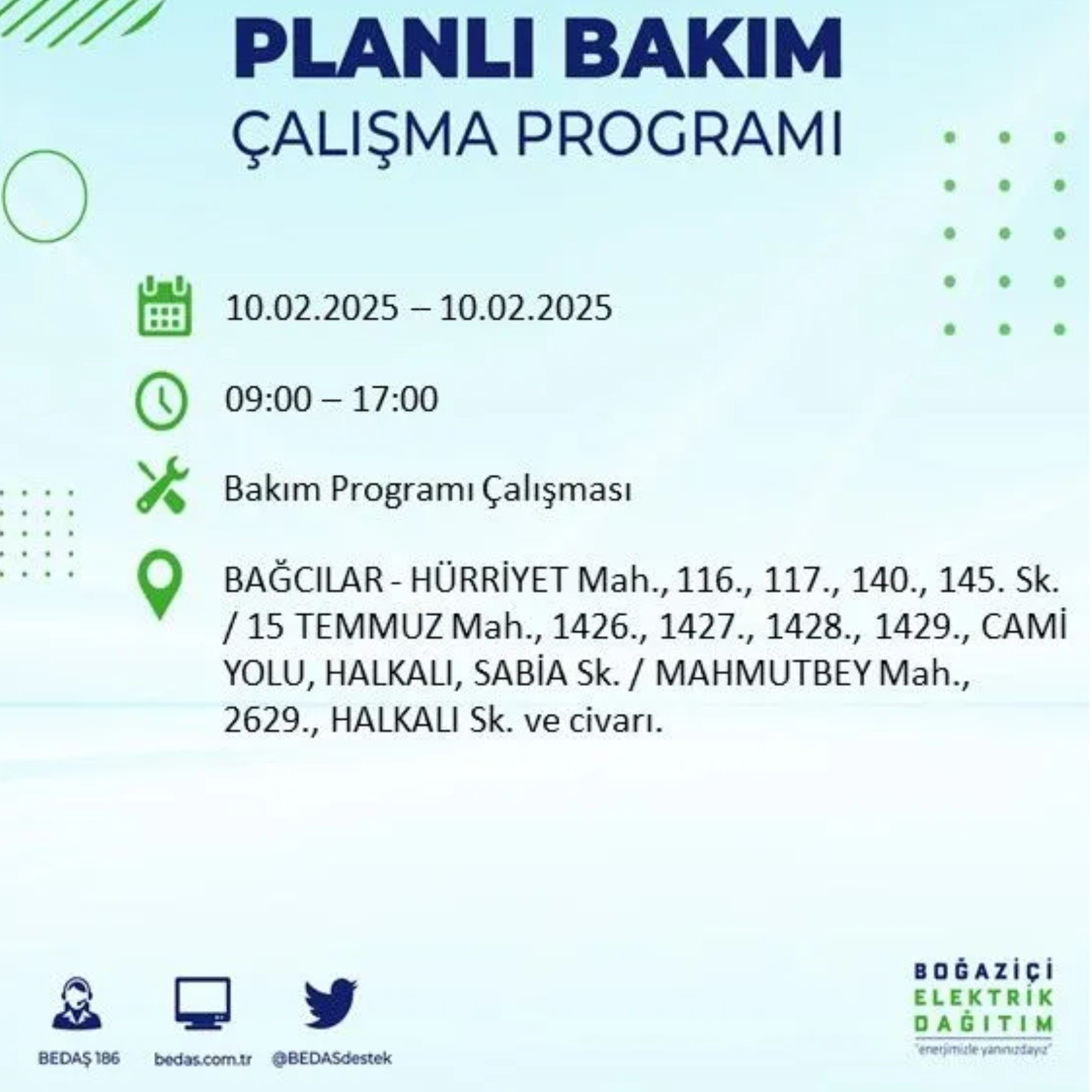 BEDAŞ açıkladı... İstanbul'da elektrik kesintisi: 10 Şubat'ta hangi mahalleler etkilenecek?