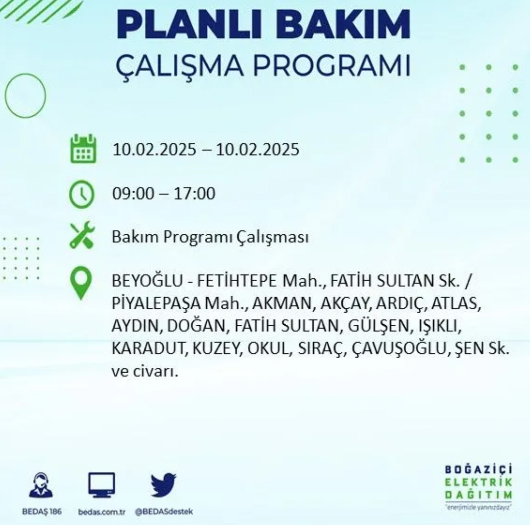 BEDAŞ açıkladı... İstanbul'da elektrik kesintisi: 10 Şubat'ta hangi mahalleler etkilenecek?