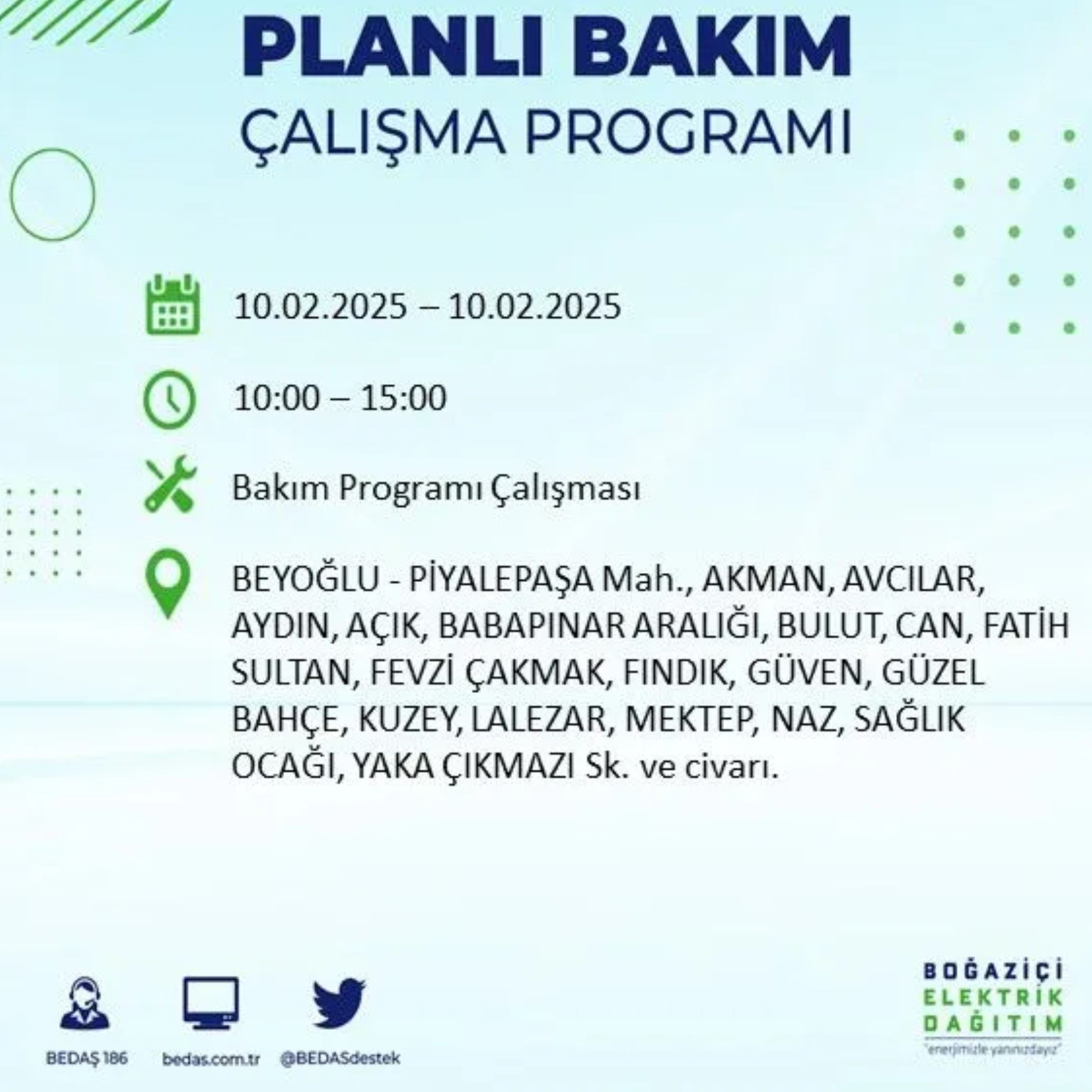 BEDAŞ açıkladı... İstanbul'da elektrik kesintisi: 10 Şubat'ta hangi mahalleler etkilenecek?