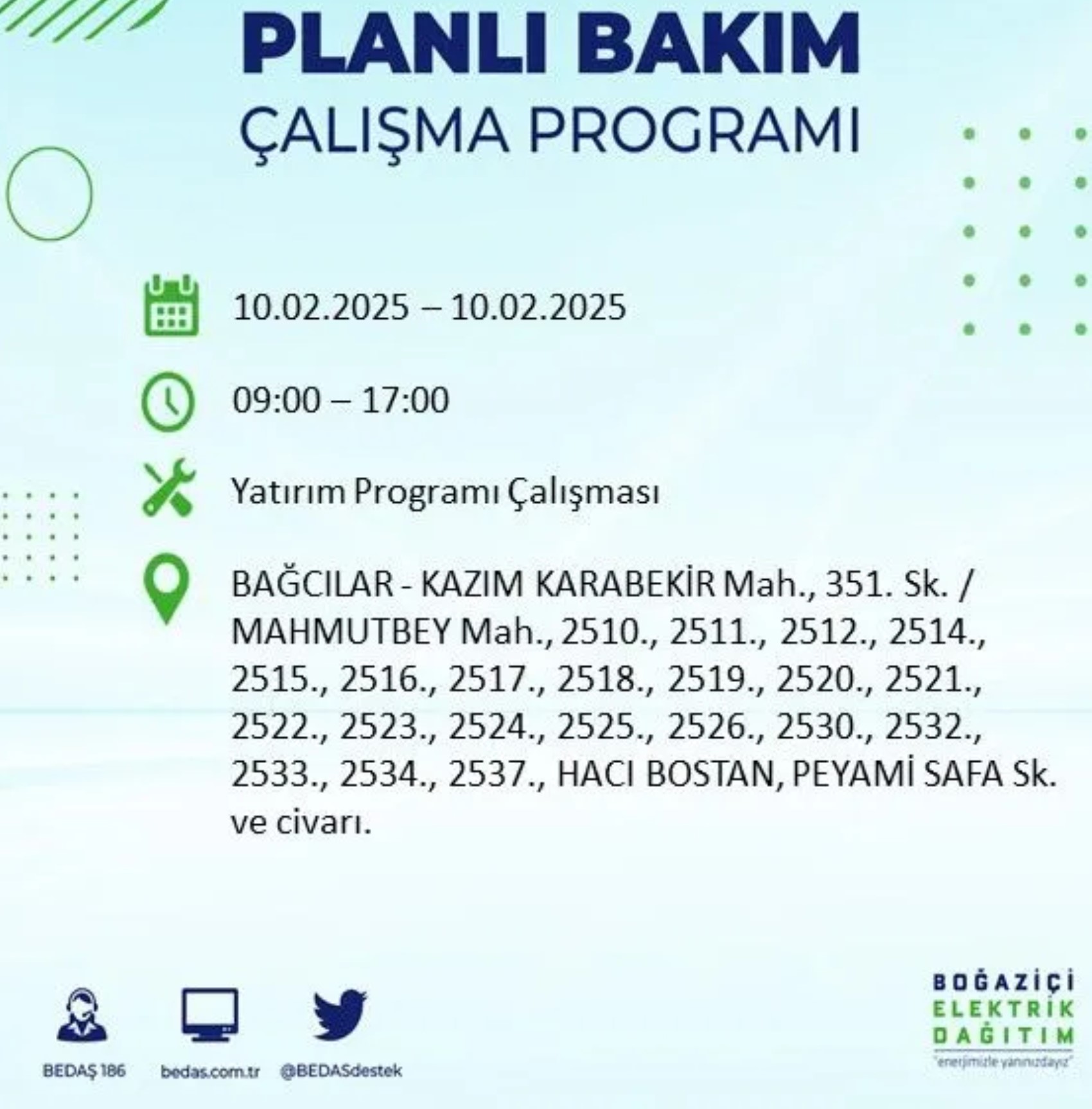 BEDAŞ açıkladı... İstanbul'da elektrik kesintisi: 10 Şubat'ta hangi mahalleler etkilenecek?