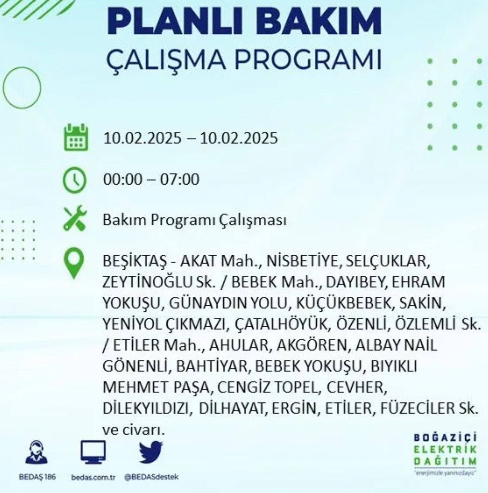 BEDAŞ açıkladı... İstanbul'da elektrik kesintisi: 10 Şubat'ta hangi mahalleler etkilenecek?