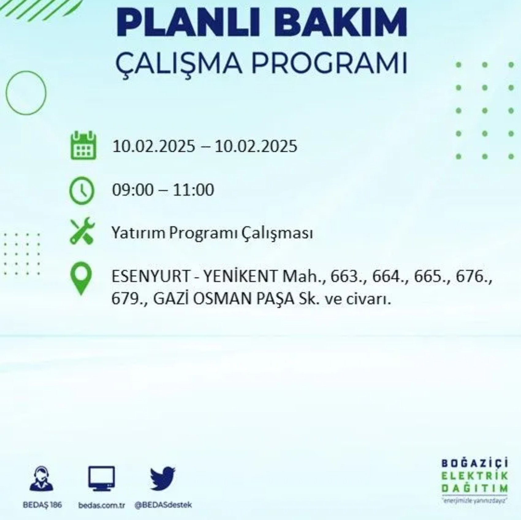 BEDAŞ açıkladı... İstanbul'da elektrik kesintisi: 10 Şubat'ta hangi mahalleler etkilenecek?