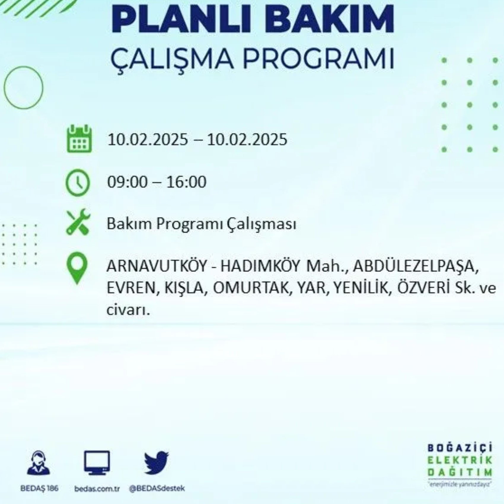 BEDAŞ açıkladı... İstanbul'da elektrik kesintisi: 10 Şubat'ta hangi mahalleler etkilenecek?