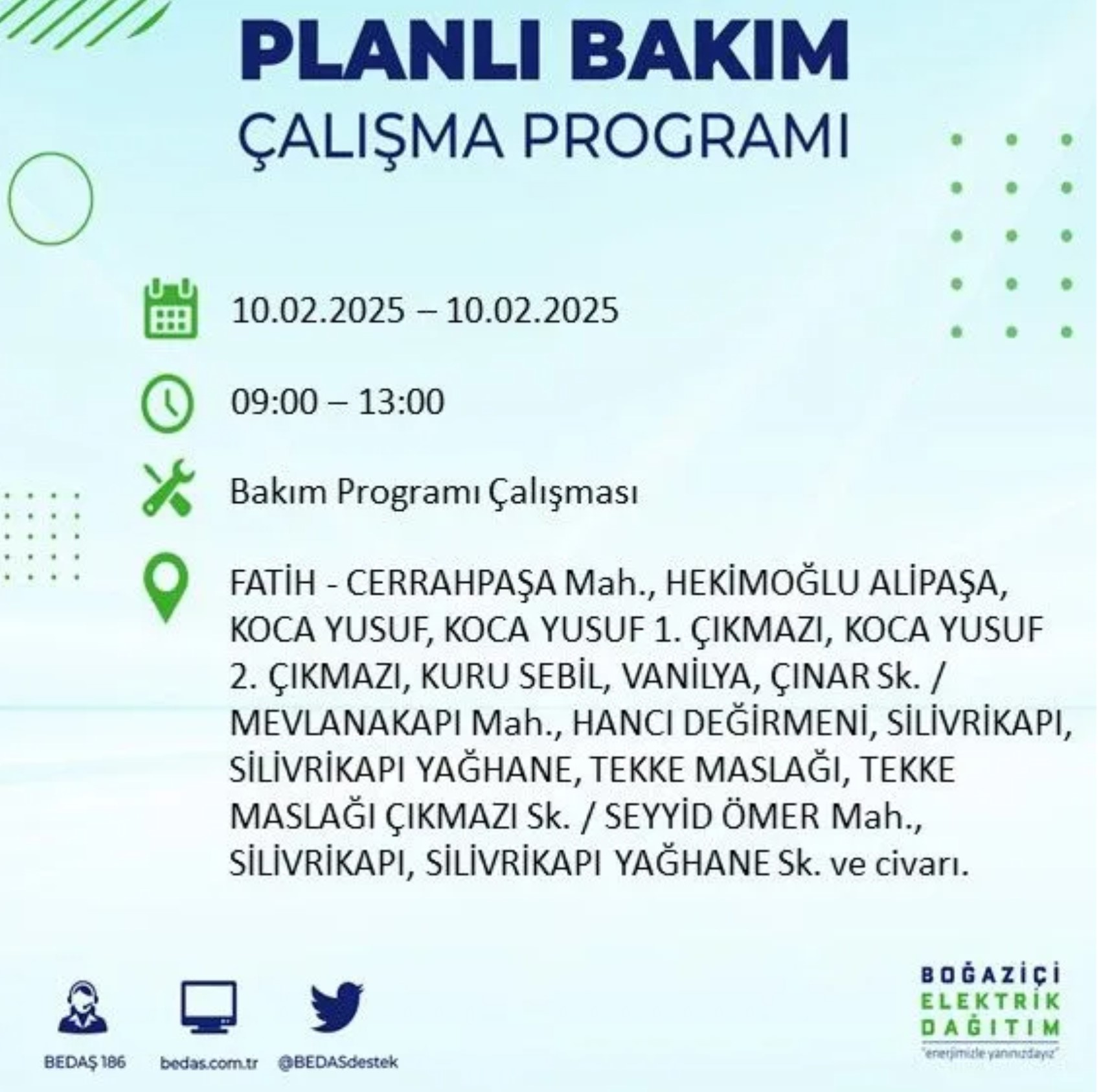 BEDAŞ açıkladı... İstanbul'da elektrik kesintisi: 10 Şubat'ta hangi mahalleler etkilenecek?