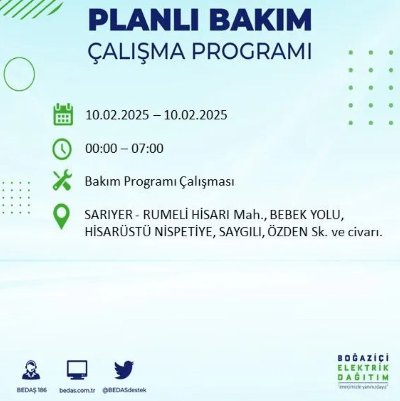 BEDAŞ açıkladı... İstanbul'da elektrik kesintisi: 10 Şubat'ta hangi mahalleler etkilenecek?