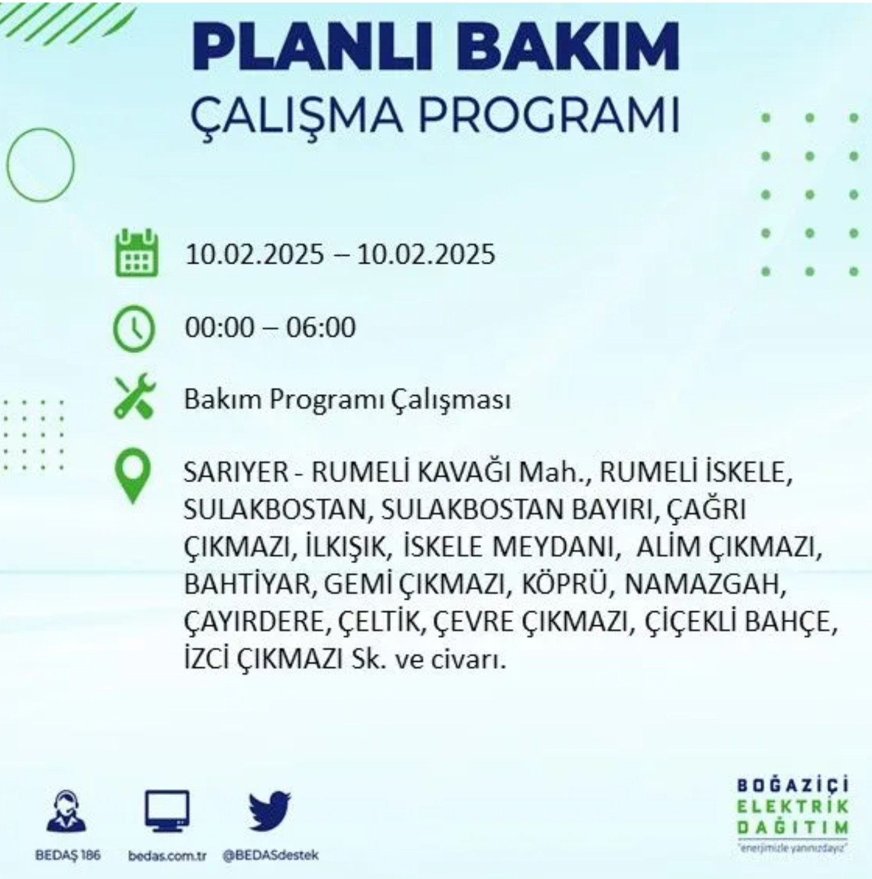 BEDAŞ açıkladı... İstanbul'da elektrik kesintisi: 10 Şubat'ta hangi mahalleler etkilenecek?