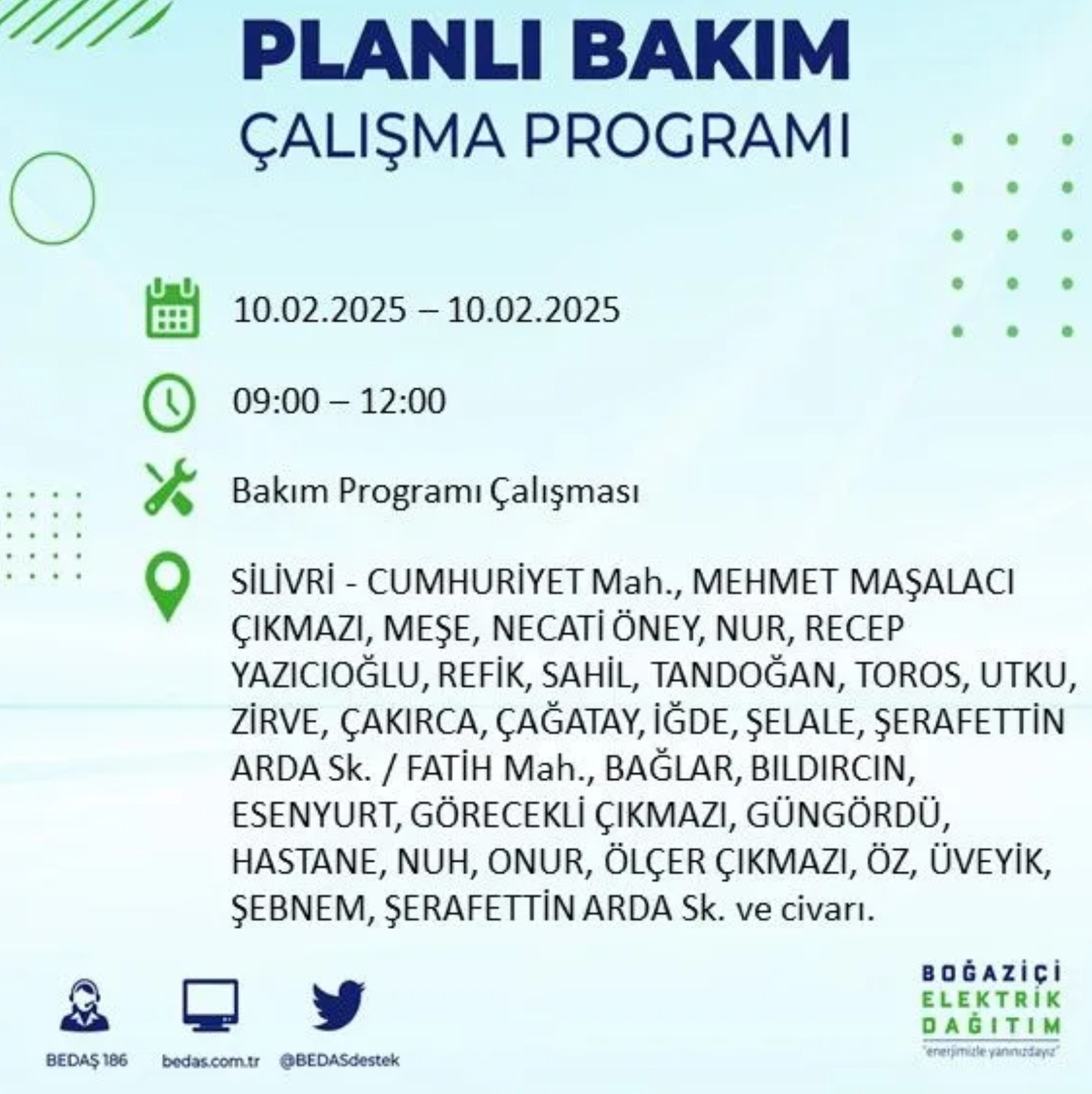 BEDAŞ açıkladı... İstanbul'da elektrik kesintisi: 10 Şubat'ta hangi mahalleler etkilenecek?