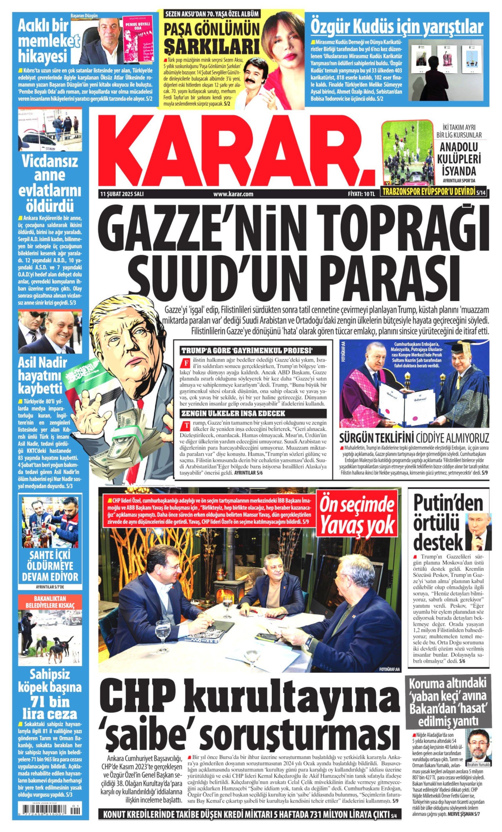 11 Şubat 2025 gazete manşetleri: Gazeteler, Mansur Yavaş'ın ön seçim kararını ve CHP'ye kurultay soruşturmasını nasıl gördü?