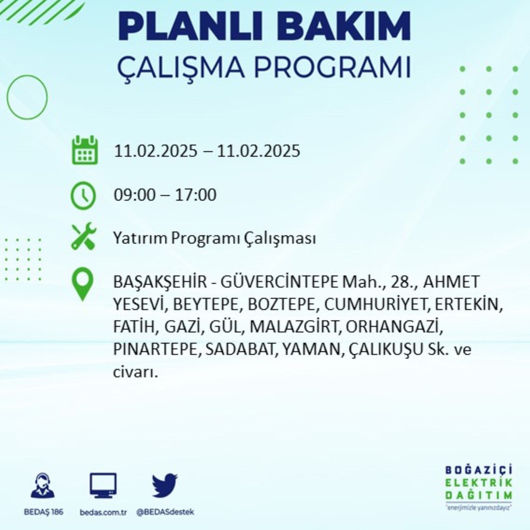 BEDAŞ açıkladı... İstanbul'da elektrik kesintisi: 11 Şubat'ta hangi mahalleler etkilenecek?