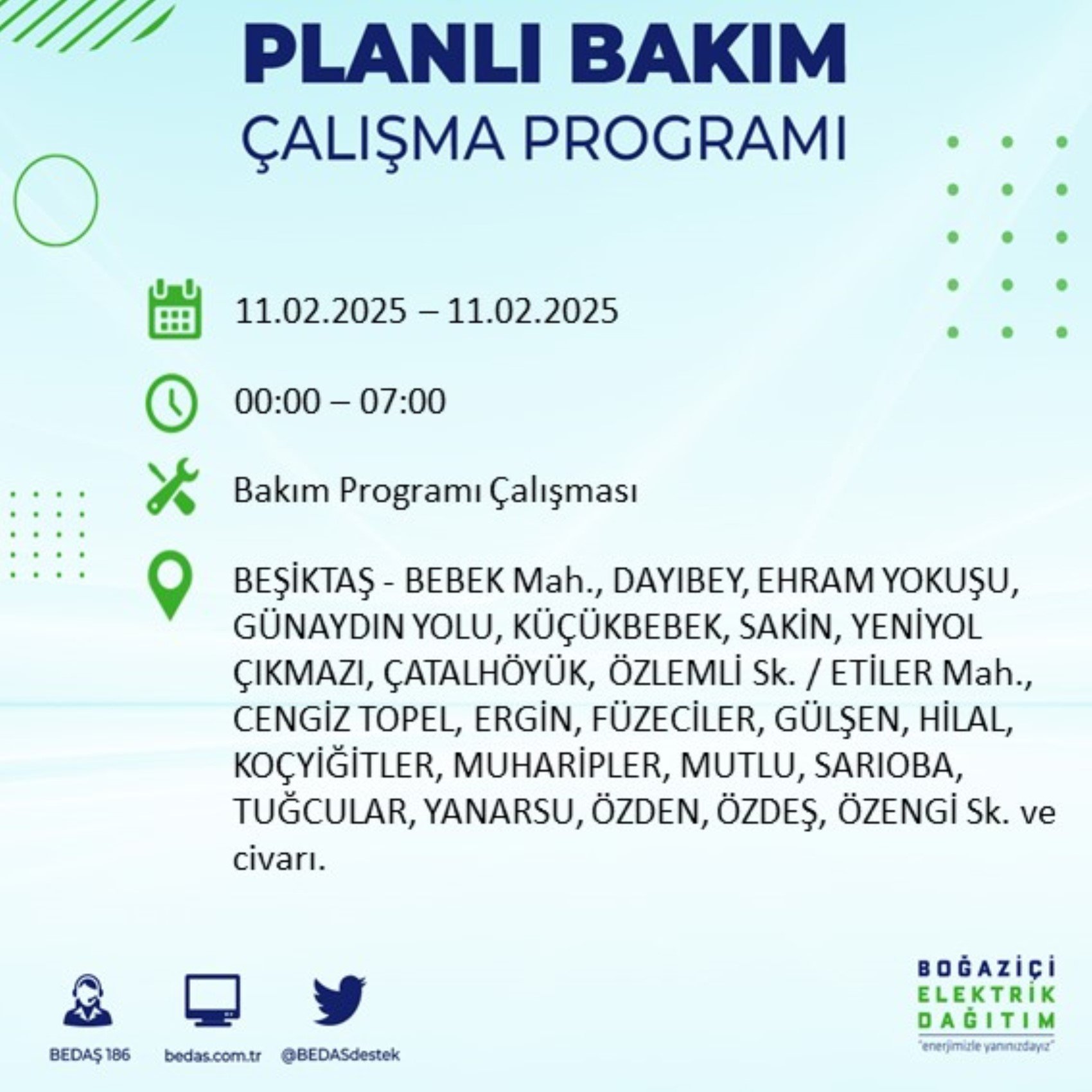 BEDAŞ açıkladı... İstanbul'da elektrik kesintisi: 11 Şubat'ta hangi mahalleler etkilenecek?