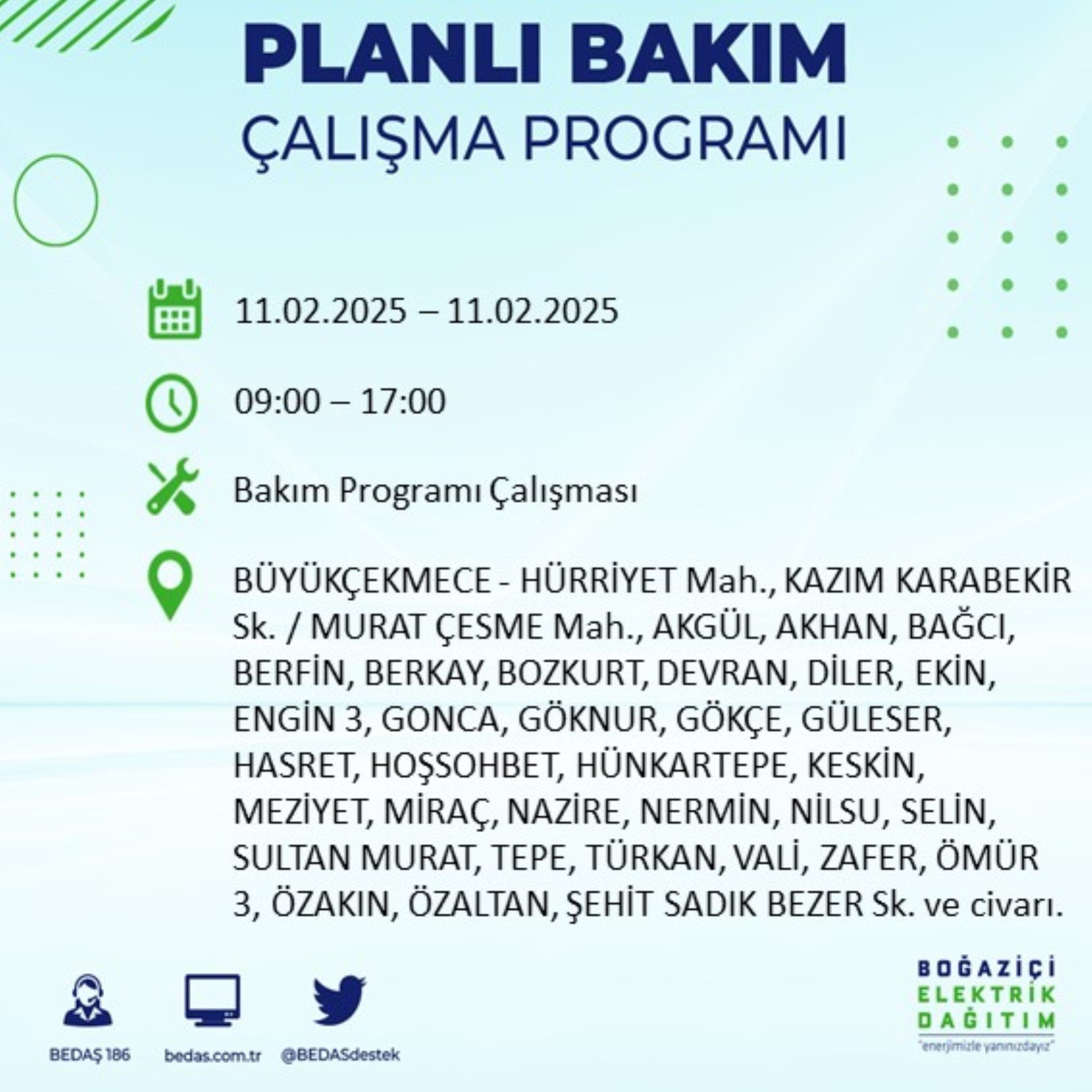 BEDAŞ açıkladı... İstanbul'da elektrik kesintisi: 11 Şubat'ta hangi mahalleler etkilenecek?