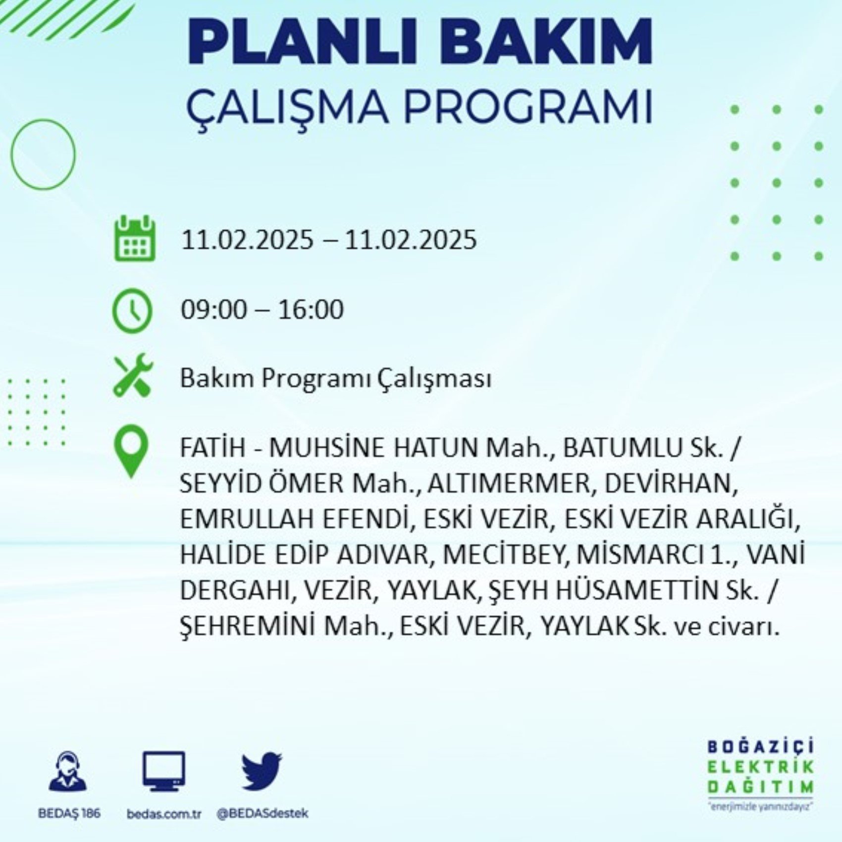 BEDAŞ açıkladı... İstanbul'da elektrik kesintisi: 11 Şubat'ta hangi mahalleler etkilenecek?