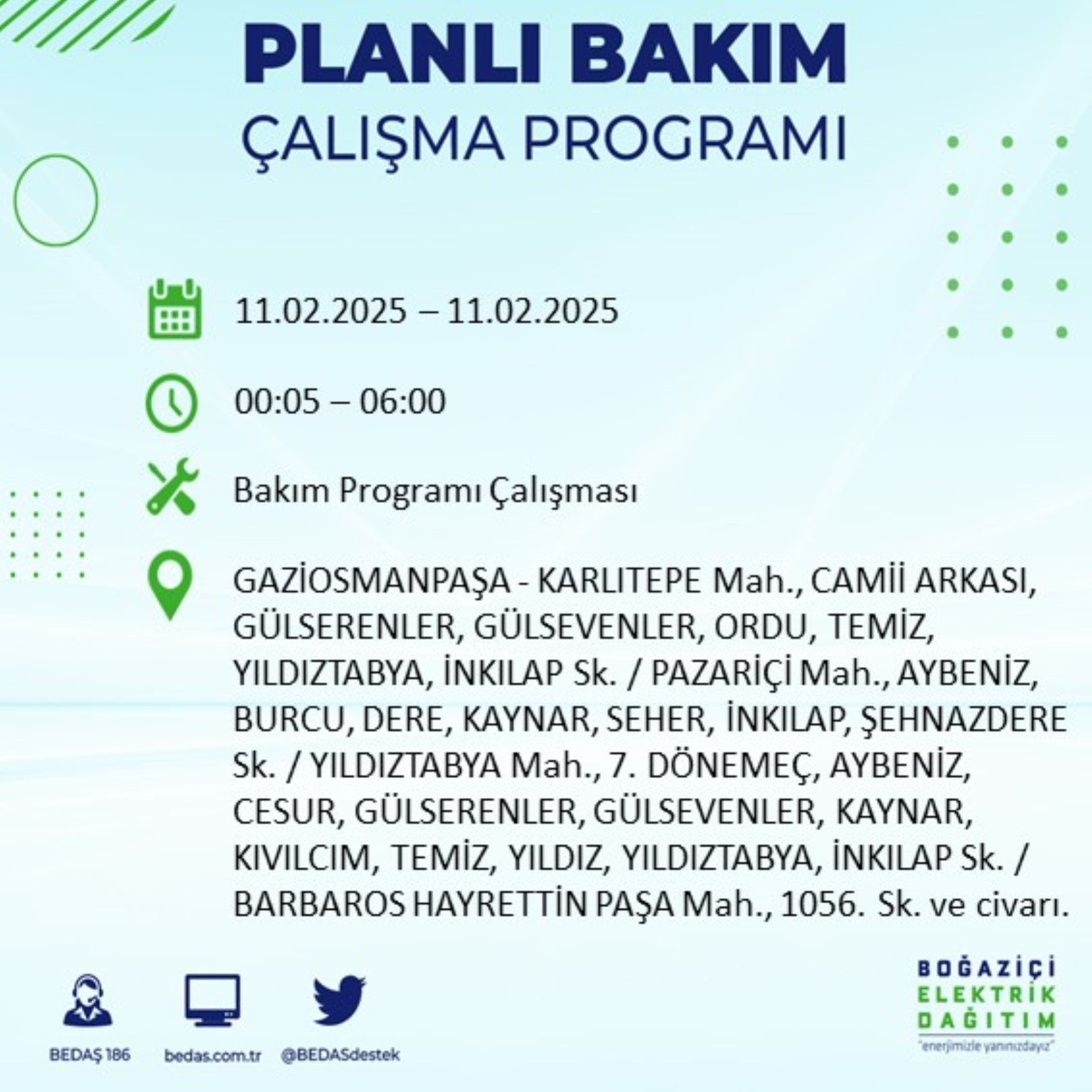 BEDAŞ açıkladı... İstanbul'da elektrik kesintisi: 11 Şubat'ta hangi mahalleler etkilenecek?