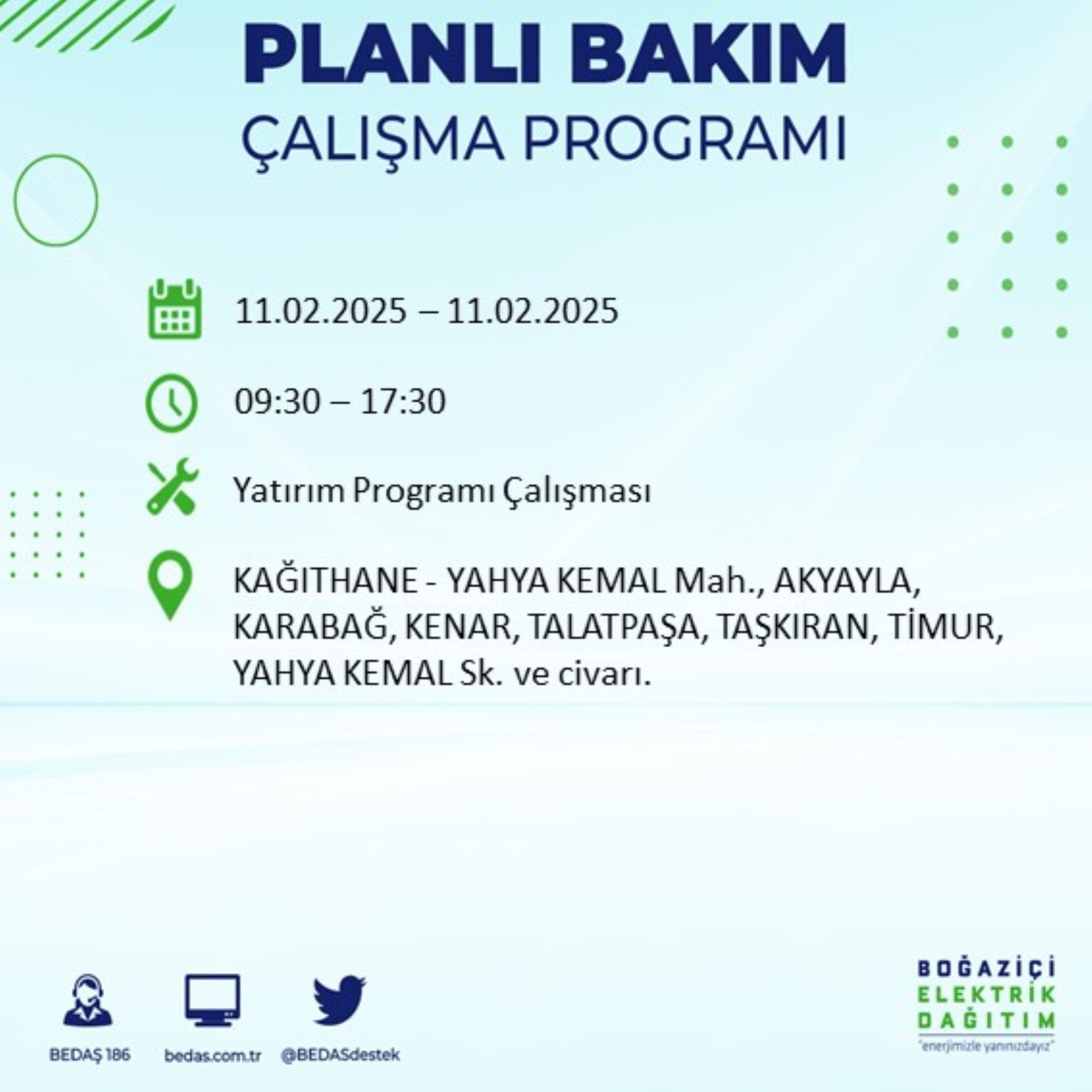 BEDAŞ açıkladı... İstanbul'da elektrik kesintisi: 11 Şubat'ta hangi mahalleler etkilenecek?