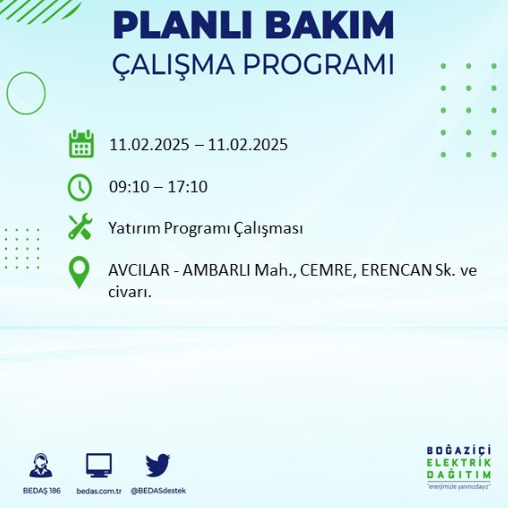 BEDAŞ açıkladı... İstanbul'da elektrik kesintisi: 11 Şubat'ta hangi mahalleler etkilenecek?