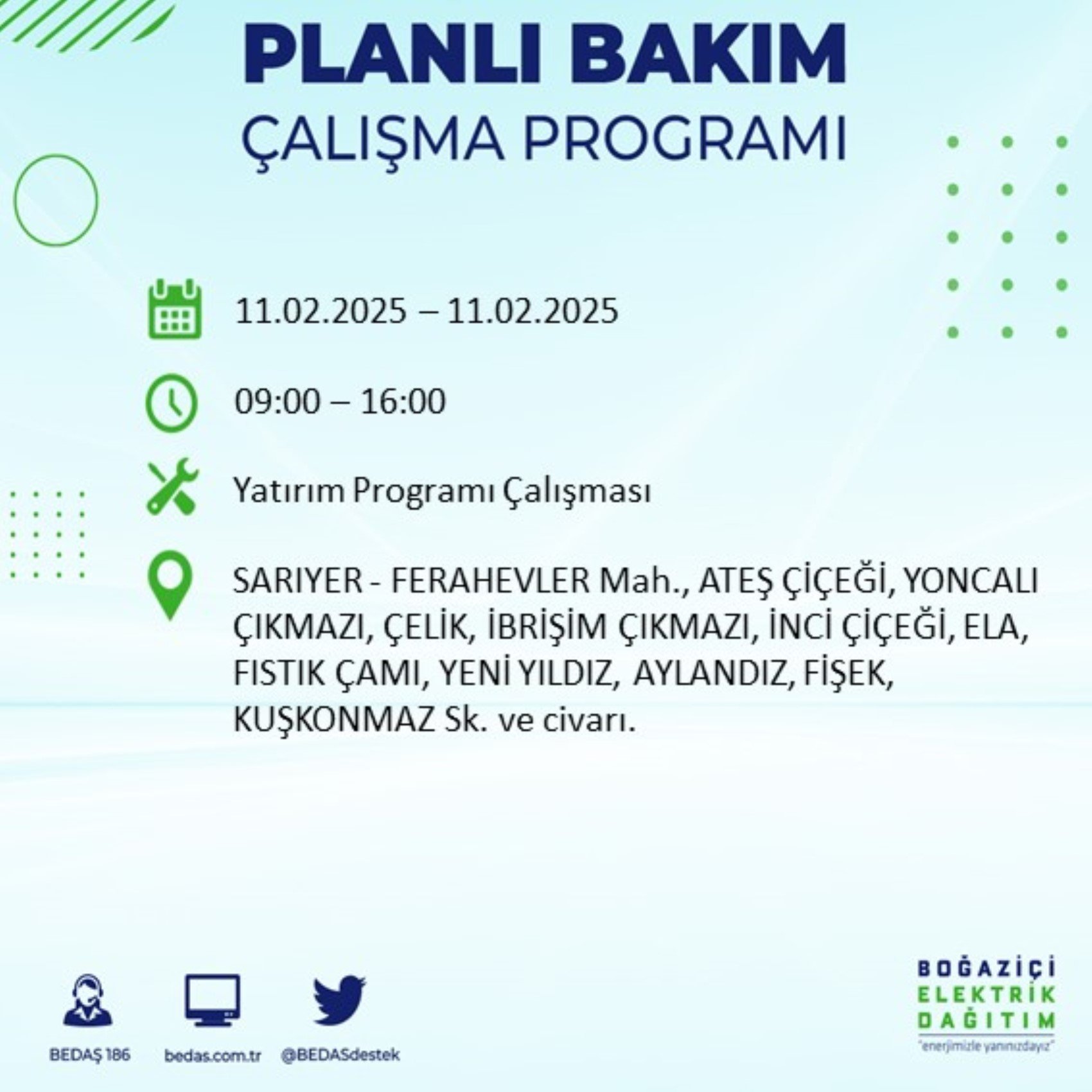 BEDAŞ açıkladı... İstanbul'da elektrik kesintisi: 11 Şubat'ta hangi mahalleler etkilenecek?