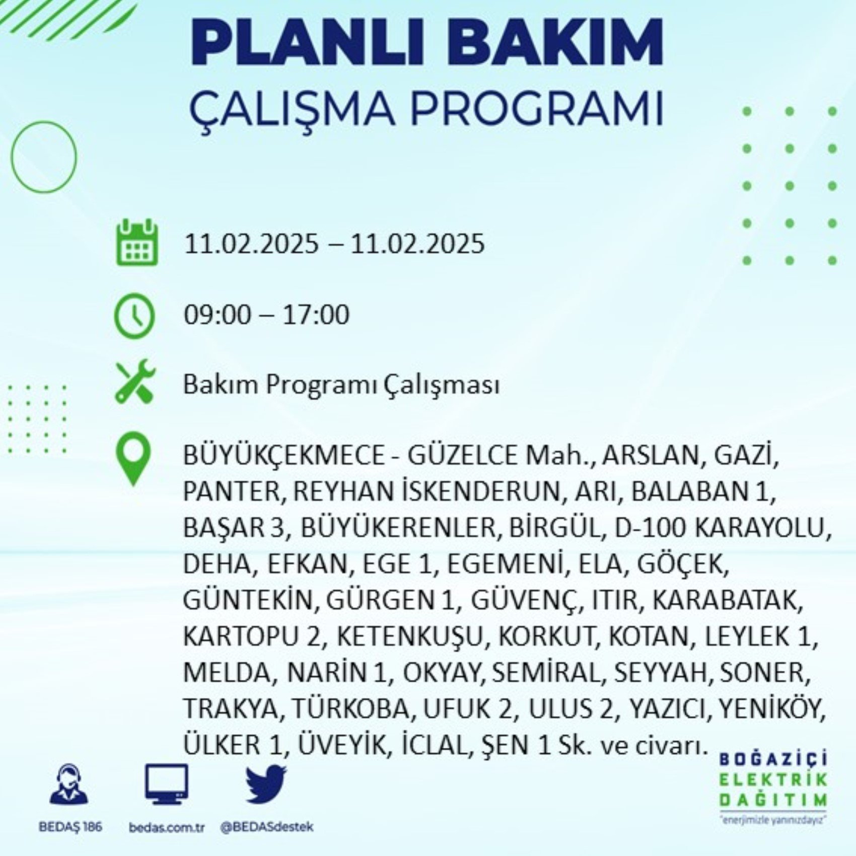 BEDAŞ açıkladı... İstanbul'da elektrik kesintisi: 11 Şubat'ta hangi mahalleler etkilenecek?